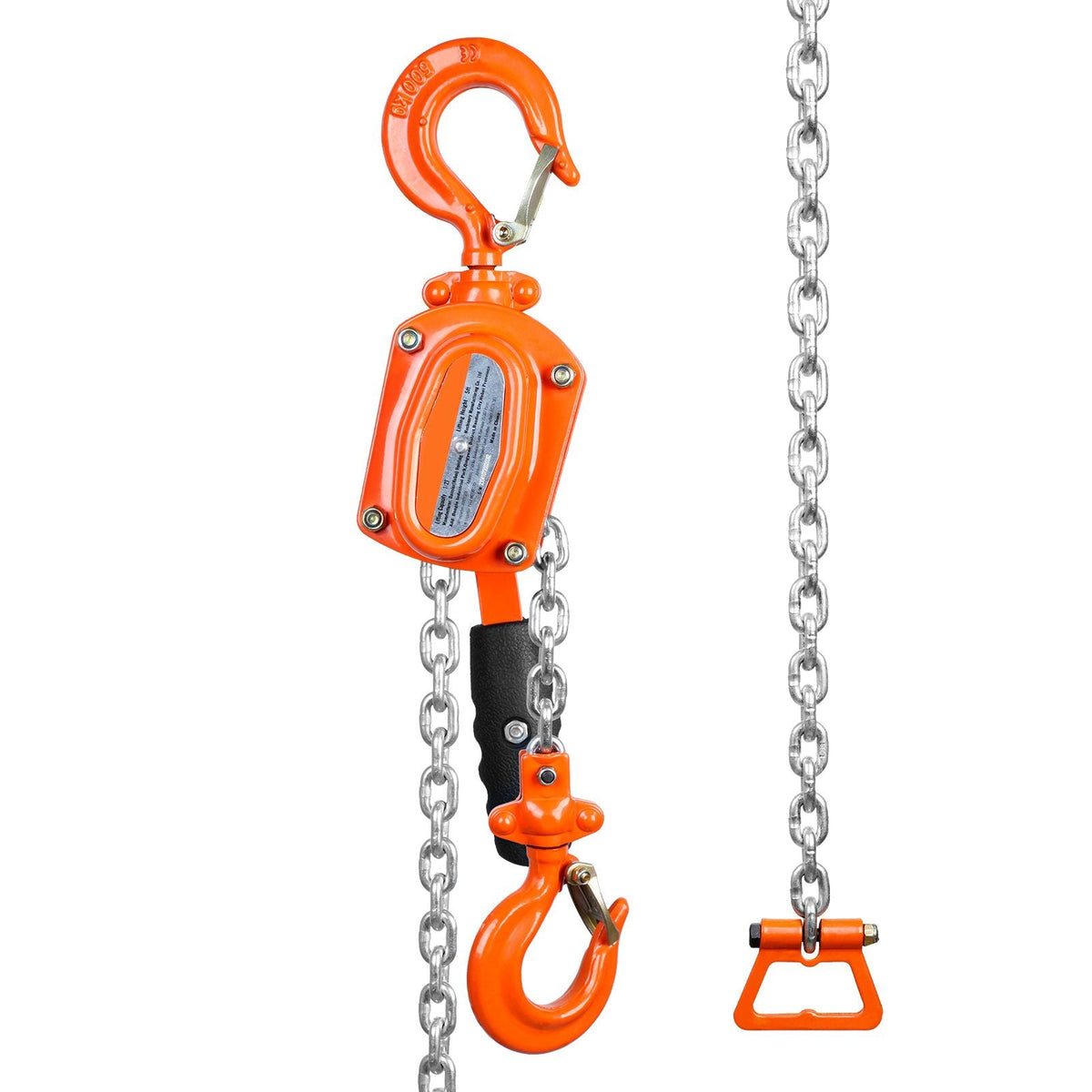 Manual Lever Chain Hoist, 1/2 Ton 1100 lbs Capacity 5 FT Come Along, G80 Galvanized Carbon Steel with Weston Double-Pawl Brake, Auto Chain Leading & 360° Rotation Hook, for Garage Factory Dock