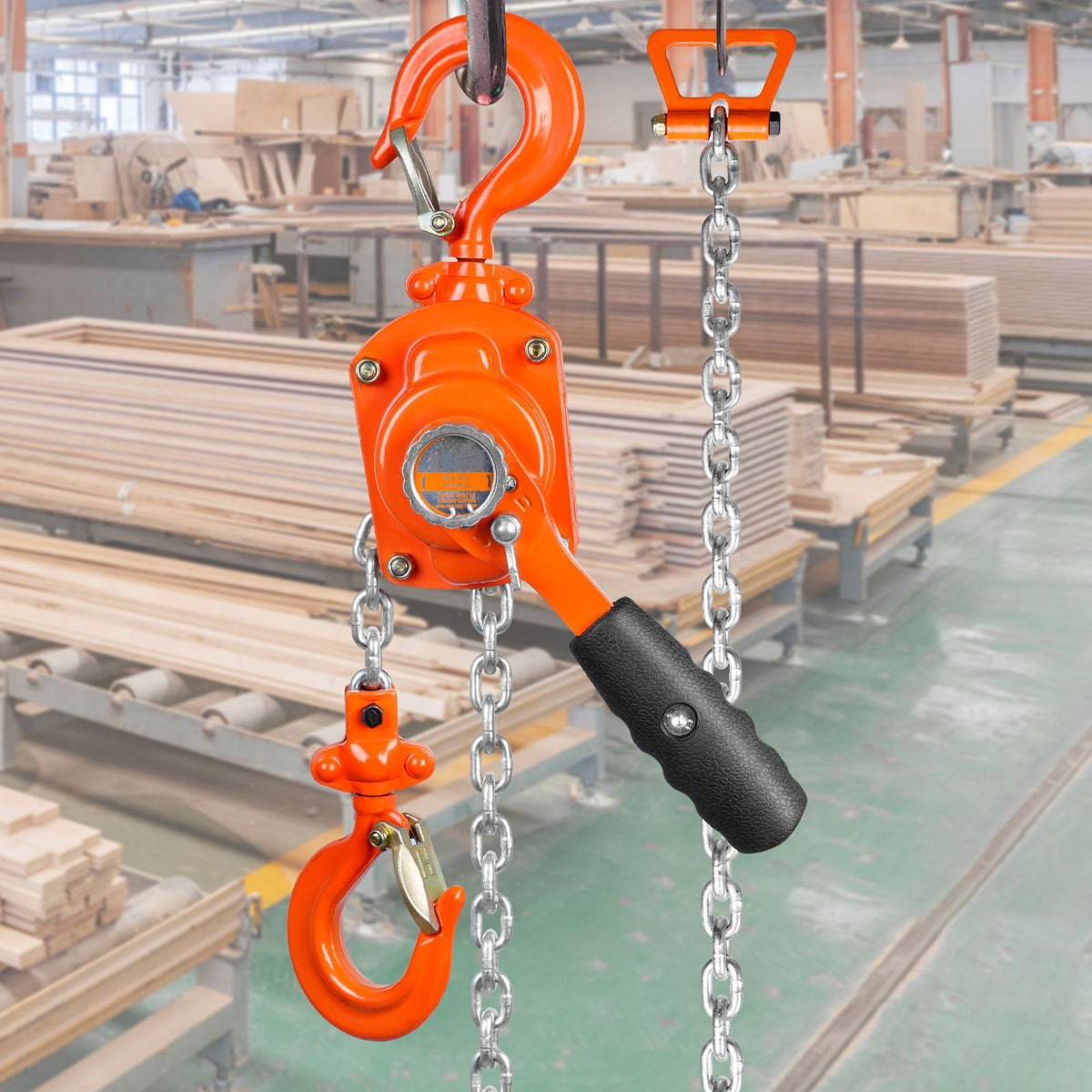 Manual Lever Chain Hoist, 1/2 Ton 1100 lbs Capacity 5 FT Come Along, G80 Galvanized Carbon Steel with Weston Double-Pawl Brake, Auto Chain Leading & 360° Rotation Hook, for Garage Factory Dock