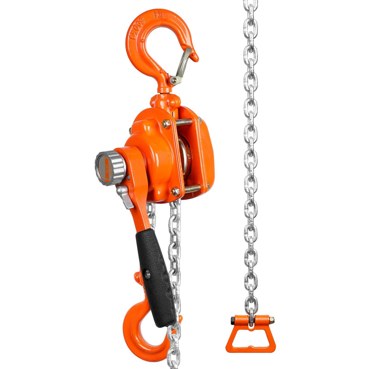 Manual Lever Chain Hoist, 1/2 Ton 1100 lbs Capacity 5 FT Come Along, G80 Galvanized Carbon Steel with Weston Double-Pawl Brake, Auto Chain Leading & 360° Rotation Hook, for Garage Factory Dock