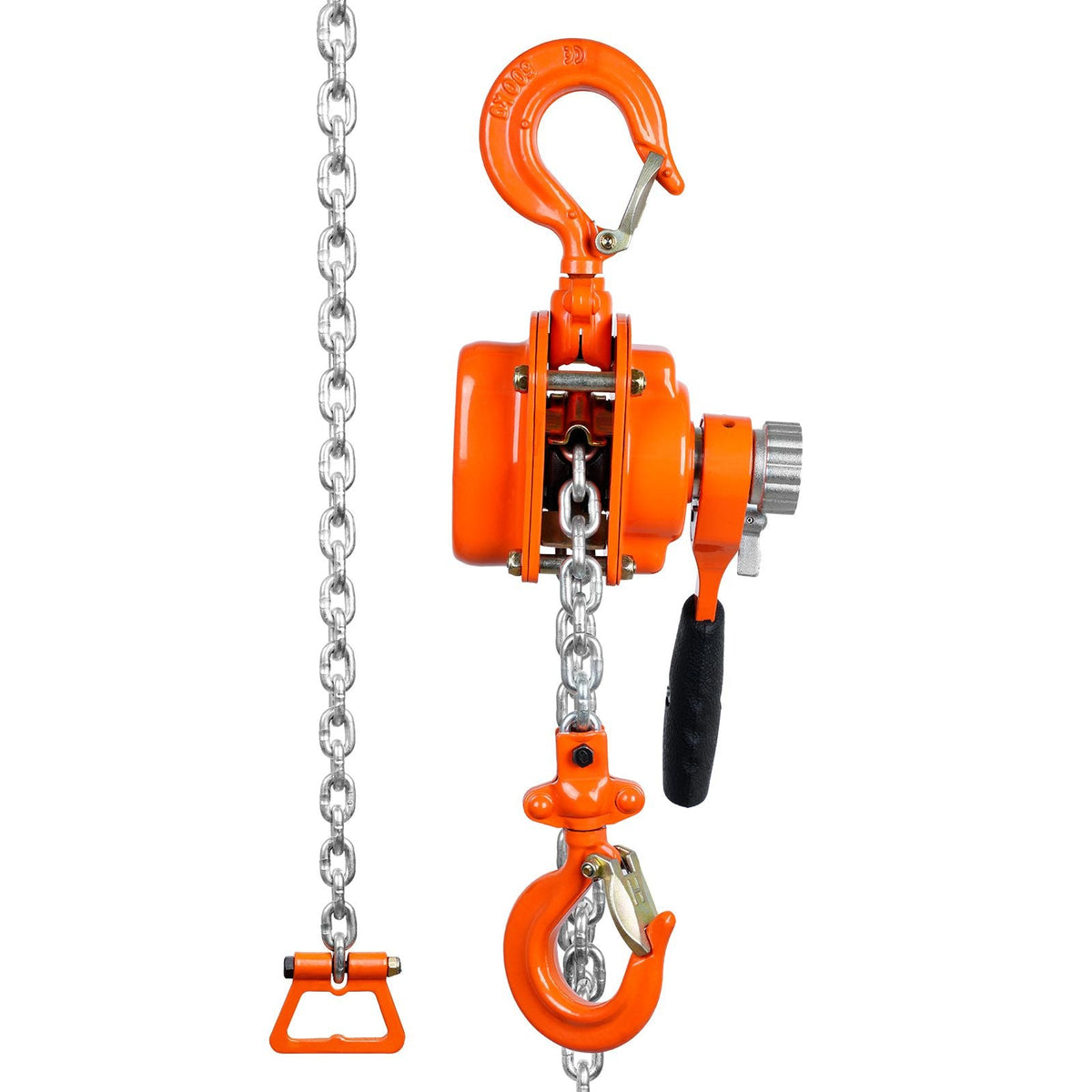Manual Lever Chain Hoist, 1/2 Ton 1100 lbs Capacity 5 FT Come Along, G80 Galvanized Carbon Steel with Weston Double-Pawl Brake, Auto Chain Leading & 360° Rotation Hook, for Garage Factory Dock