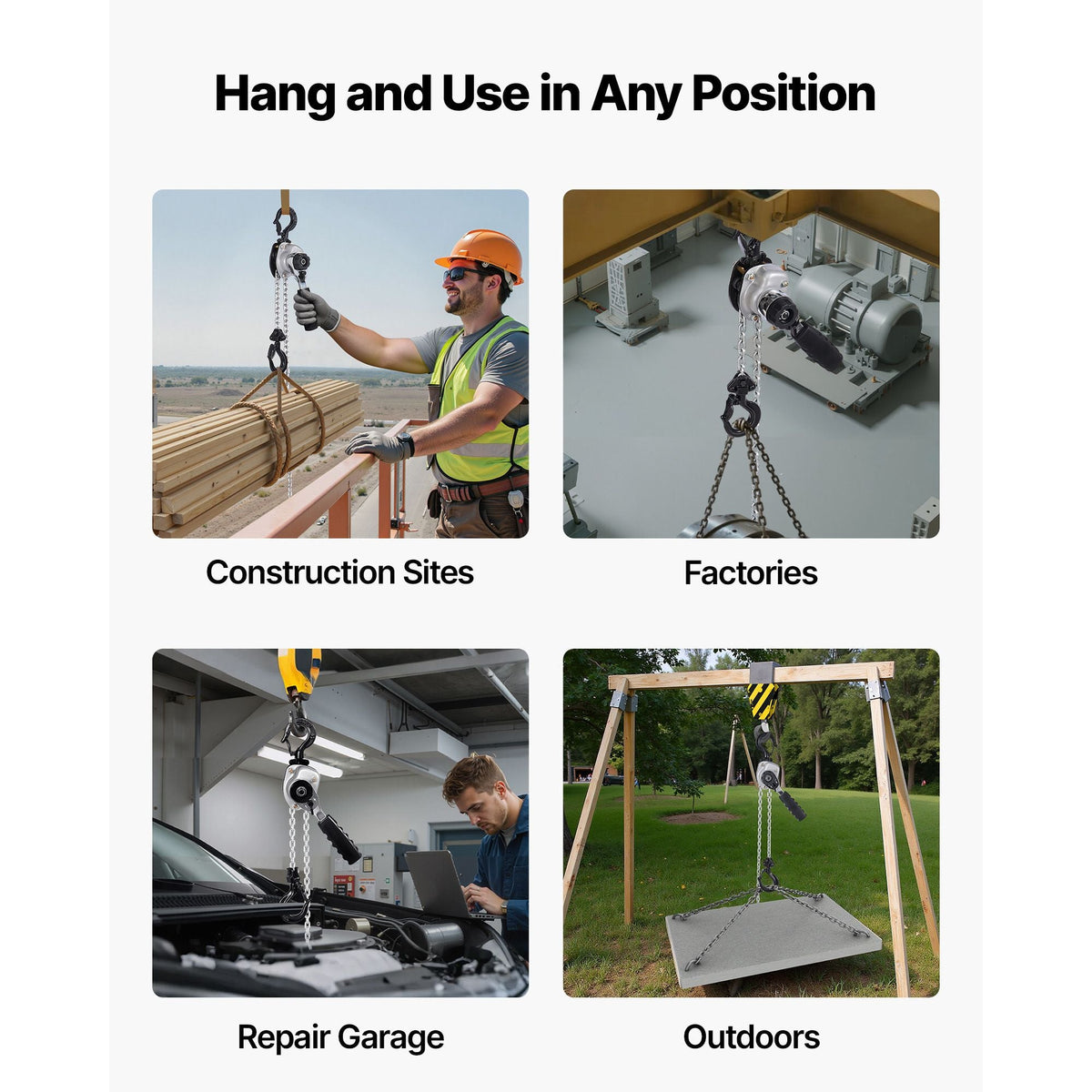 Manual Lever Chain Hoist, 1/2T 1100LBS Capacity Heavy Duty Come Along, 10FT Lift G80 Alloy Steel Chain With Dual Pawl Mechanical Brake,360°Rotating Hooks, for Warehouse Construction Garage