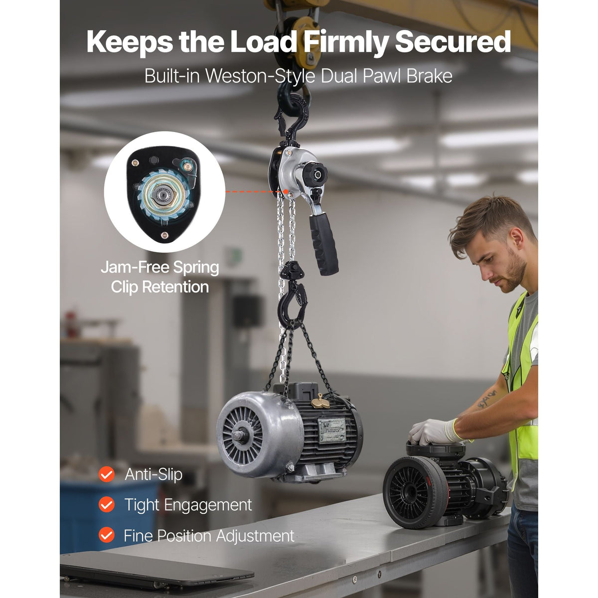 Manual Lever Chain Hoist, 1/2T 1100LBS Capacity Heavy Duty Come Along, 5FT Lift G80 Alloy Steel Chain With Dual Pawl Mechanical Brake,360°Rotating Hooks, for Warehouse Construction Garage