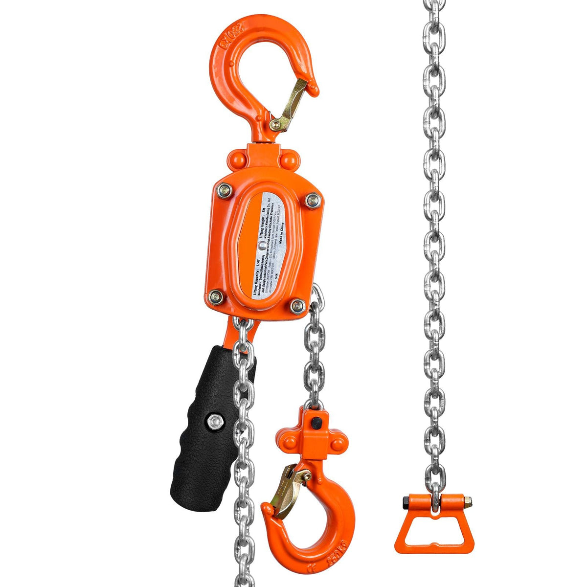 Manual Lever Chain Hoist, 1/4 Ton 550 lbs Capacity 5 FT Come Along, G80 Galvanized Carbon Steel with Weston Double-Pawl Brake, Auto Chain Leading & 360° Rotation Hook, for Garage Factory Dock