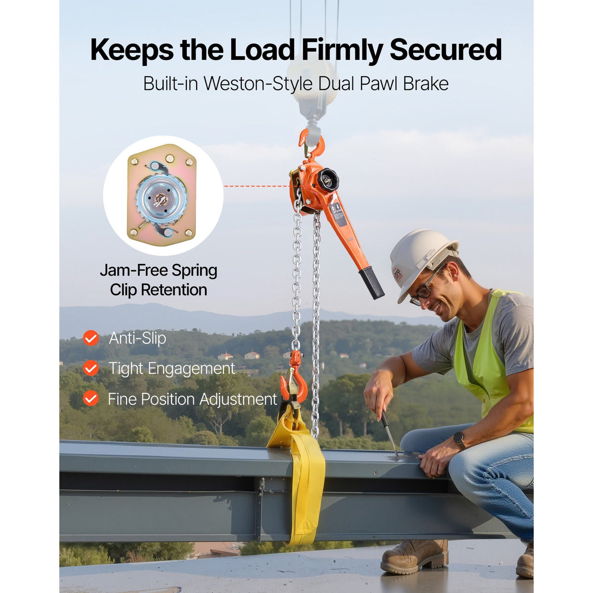 Manual Lever Chain Hoist, 3T 6600LBS Capacity Heavy Duty Come Along, 10FT Lift G80 Alloy Steel Chain With Dual Pawl Mechanical Brake,360°Rotating Hooks, for Warehouse Construction Garage