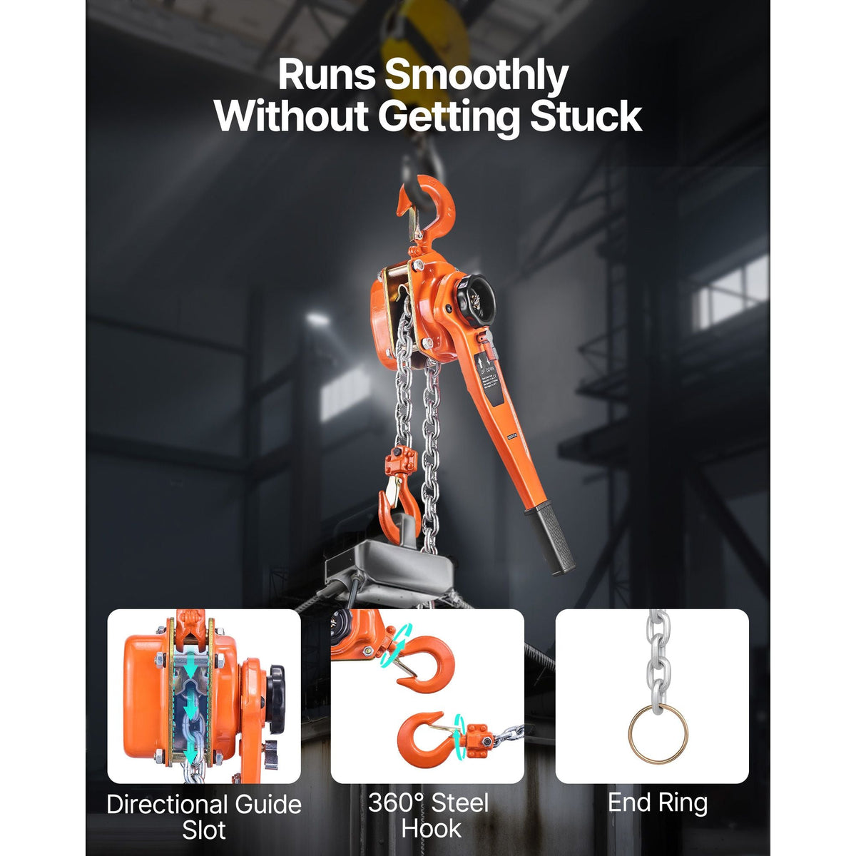 Manual Lever Chain Hoist, 3T 6600LBS Capacity Heavy Duty Come Along, 10FT Lift G80 Alloy Steel Chain With Dual Pawl Mechanical Brake,360°Rotating Hooks, for Warehouse Construction Garage