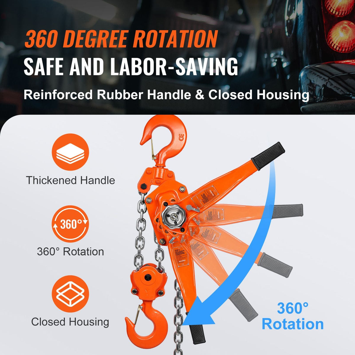Manual Lever Chain Hoist, 6 Ton 13200 lbs Capacity 20 FT Come Along, G80 Galvanized Carbon Steel with Weston Double-Pawl Brake, Auto Chain Leading & 360° Rotation Hook, for Garage Factory Dock