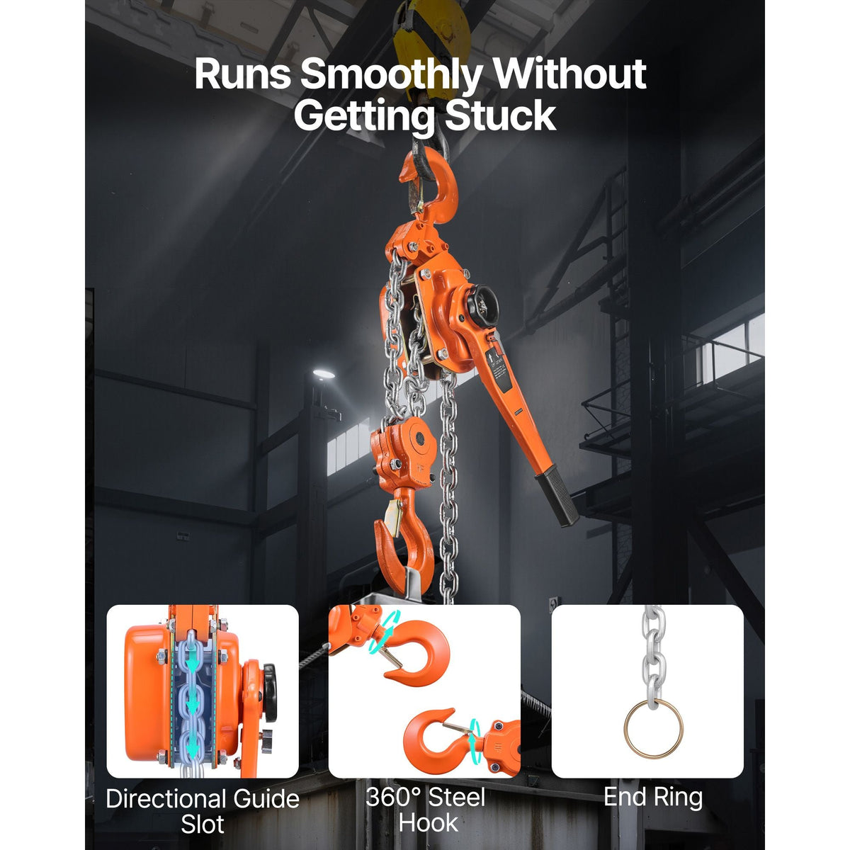 Manual Lever Chain Hoist, 6T 13200LBS Capacity Heavy Duty Come Along, 10FT Lift G80 Alloy Steel Chain With Dual Pawl Mechanical Brake,360°Rotating Hooks, for Warehouse Construction Garage