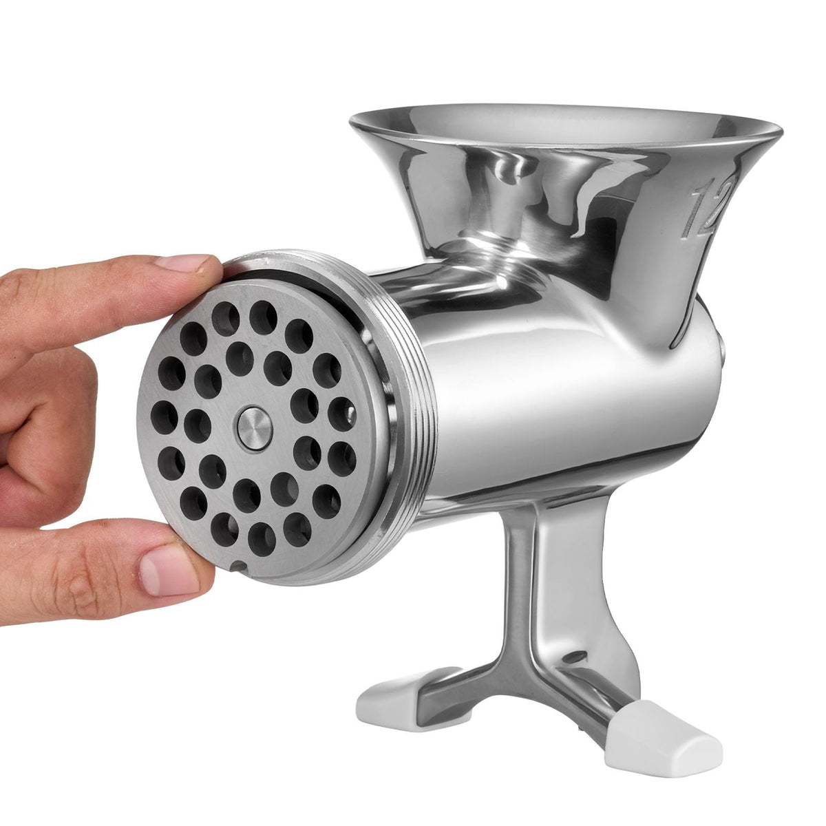Manual Meat Grinder, 304 Stainless Steel Hand Meat Grinder with Steel Table Clamp, Meat Mincer Sausage Maker & 2 Cutting Plates, Cookie Attachment, Sausage Tube for Beef Pepper Mushroom Cookie