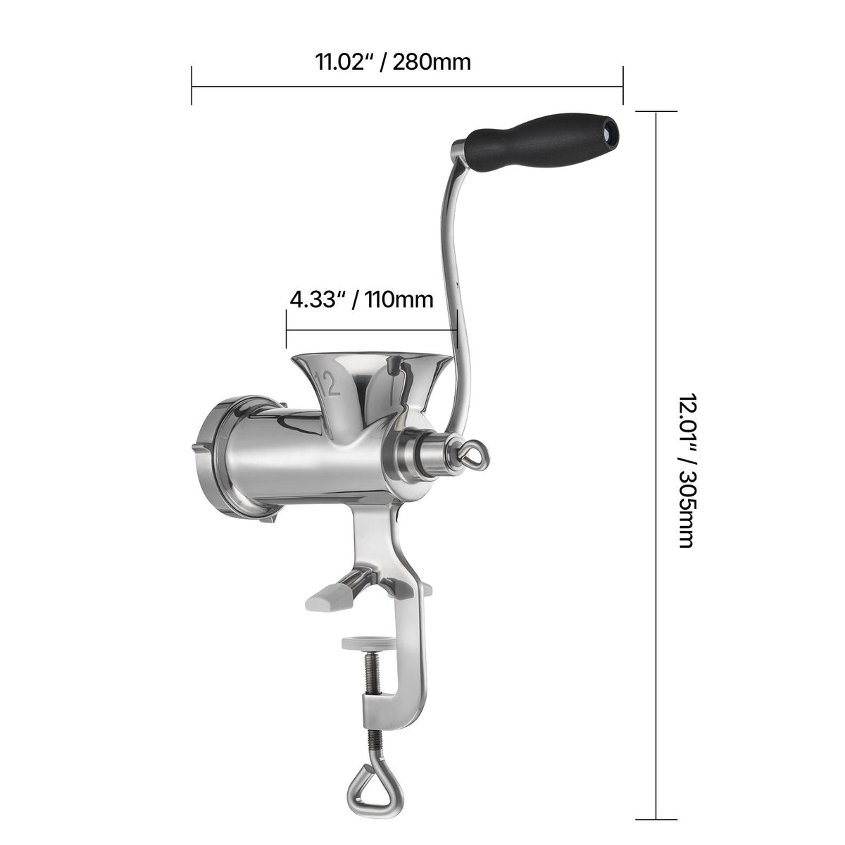 Manual Meat Grinder, 304 Stainless Steel Hand Meat Grinder with Steel Table Clamp, Meat Mincer Sausage Maker & 2 Cutting Plates, Cookie Attachment, Sausage Tube for Beef Pepper Mushroom Cookie