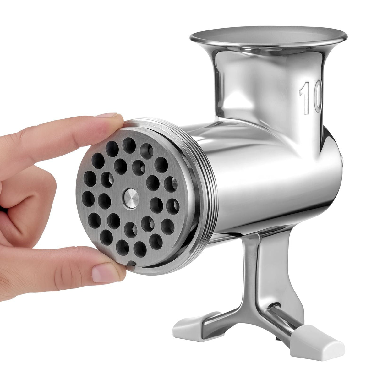 Manual Meat Grinder, 304 Stainless Steel Hand Meat Grinder with Steel Table Clamp, Meat Mincer Sausage Maker with 1 Cutting Blade, 2 Cutting Plates, Sausage Tube for Beef Pork Pepper Mushroom
