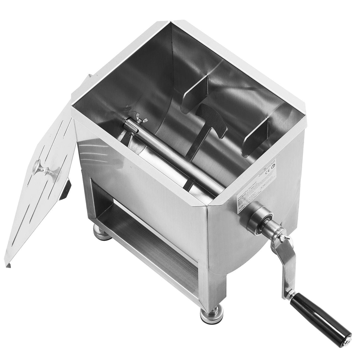Manual Meat Mixer, 15L Fixed Tank Meat Processing Equipment(Mixing Maximum 15LBS for Meat), Stainless Steel Meat Mixer, Sausage Mixer Machine with Lid and Handle, Ground Beef Hand Mixer
