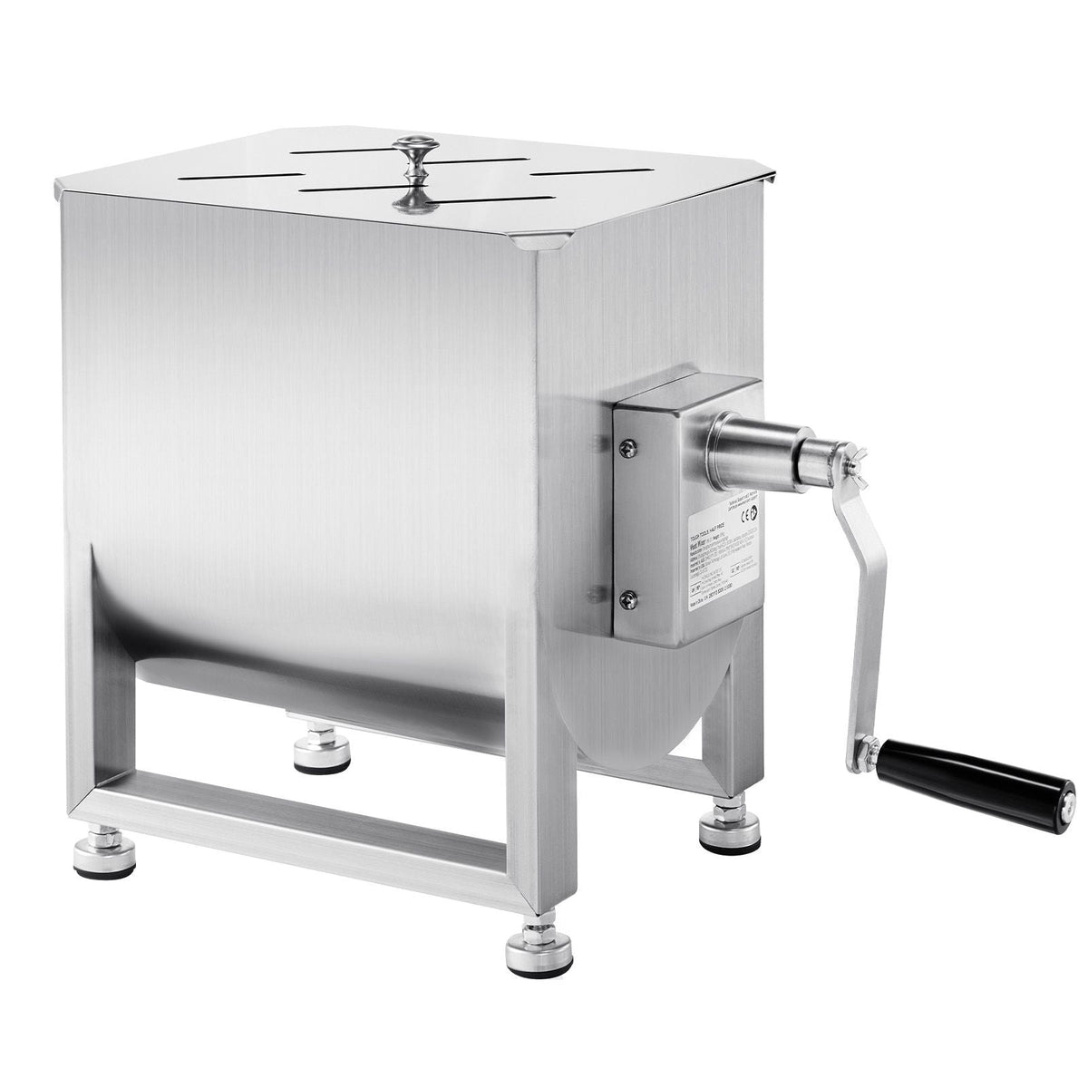 Manual Meat Mixer, 30L Fixed Tank Meat Processing Equipment(Mixing Max 60LBS for Meat), Stainless Steel Meat Mixer, Sausage Mixer Machine with Lid Handle Gear Reducer, Ground Beef Hand Mixer