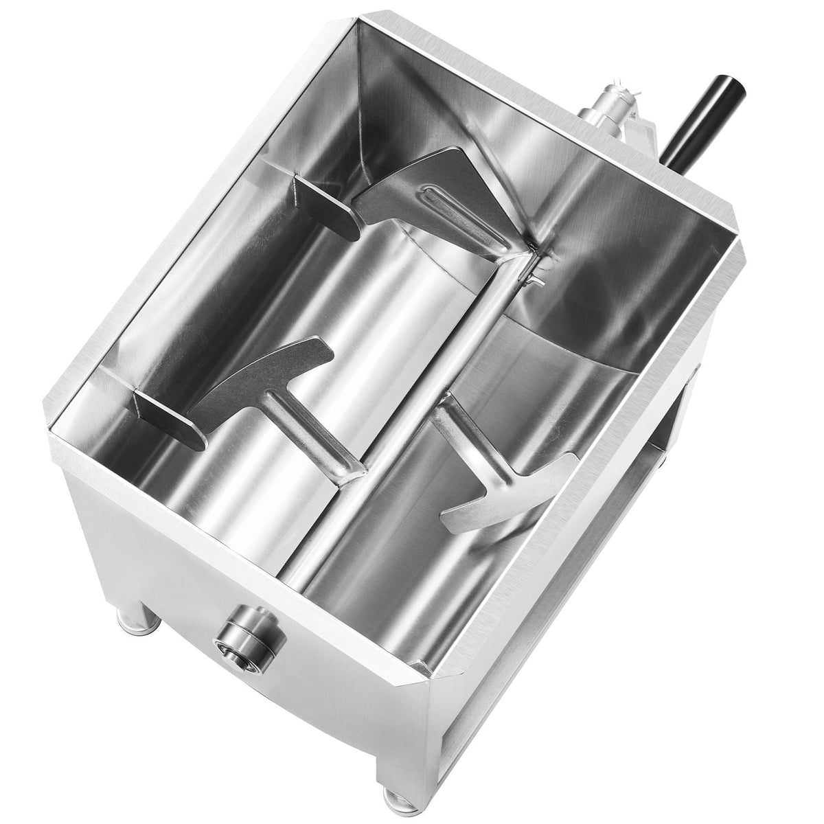 Manual Meat Mixer, 30L Fixed Tank Meat Processing Equipment(Mixing Max 60LBS for Meat), Stainless Steel Meat Mixer, Sausage Mixer Machine with Lid Handle Gear Reducer, Ground Beef Hand Mixer