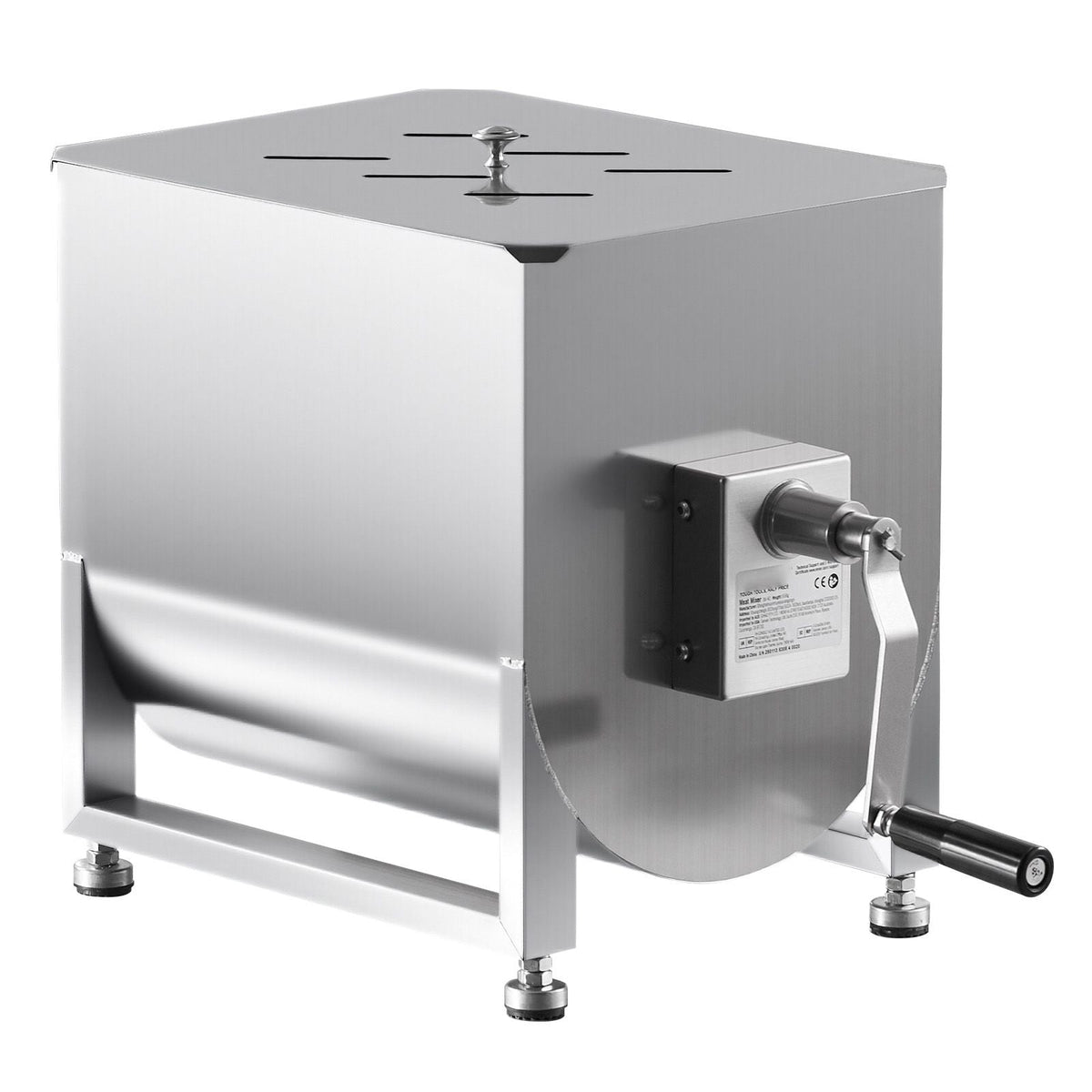 Manual Meat Mixer, 40L Fixed Tank Meat Processing Equipment(Mixing Max 80LBS for Meat), Stainless Steel Meat Mixer, Sausage Mixer Machine with Lid Handle Gear Reducer, Ground Beef Hand Mixer