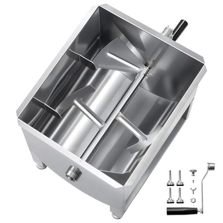 Manual Meat Mixer, 40L Fixed Tank Meat Processing Equipment(Mixing Max 80LBS for Meat), Stainless Steel Meat Mixer, Sausage Mixer Machine with Lid Handle Gear Reducer, Ground Beef Hand Mixer