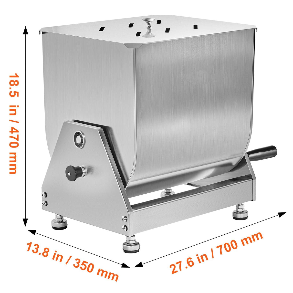 Manual Meat Mixer, 40L Tilt Tank Meat Processing Equipment(Mixing Max 40L for Meat), Stainless Steel Meat Mixer, Sausage Mixer Machine with Lid Handle Gear Reducer, Ground Beef Hand Mixer