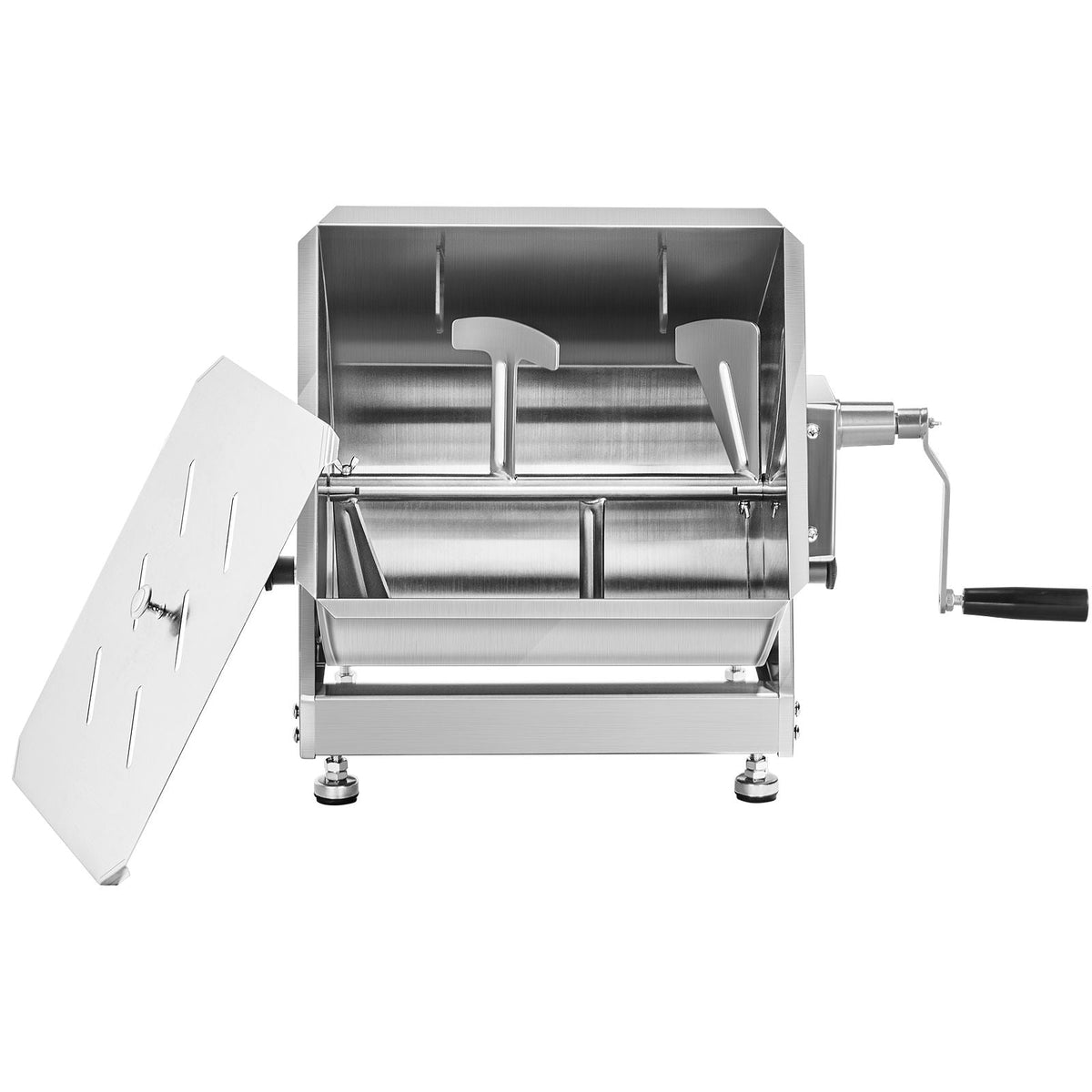 Manual Meat Mixer, 60L Tilt Tank Meat Processing Equipment(Mixing Max 60LBS for Meat), Stainless Steel Meat Mixer, Sausage Mixer Machine with Lid Handle Gear Reducer, Ground Beef Hand Mixer
