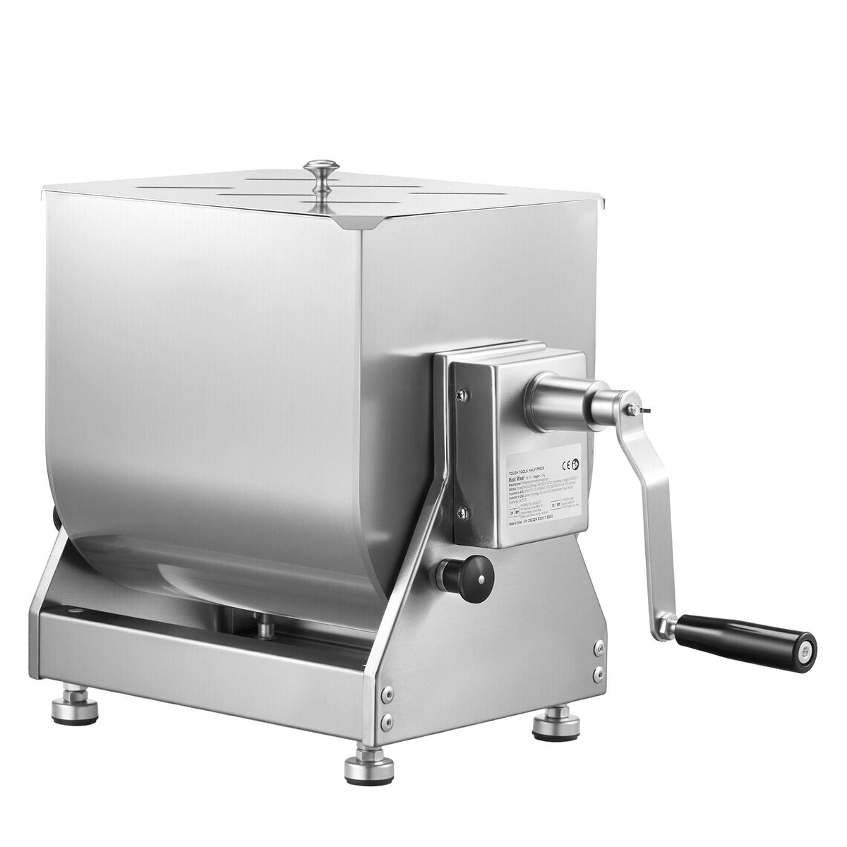 Manual Meat Mixer, 60L Tilt Tank Meat Processing Equipment(Mixing Max 60LBS for Meat), Stainless Steel Meat Mixer, Sausage Mixer Machine with Lid Handle Gear Reducer, Ground Beef Hand Mixer