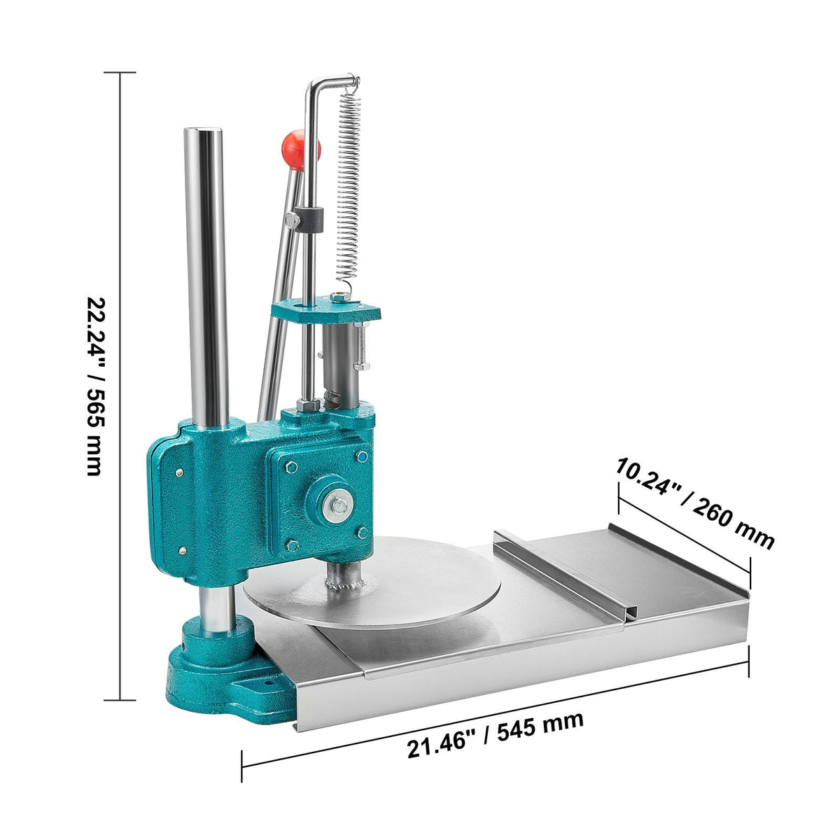 Manual Pizza Dough Press Machine, 9.5inch/24cm Household Pizza Pastry, Stainless Steel Pizza Presser, Commercial Chapati Sheet Pizza Crust Press Plate, Height Adjustable Pizza Forming Machine