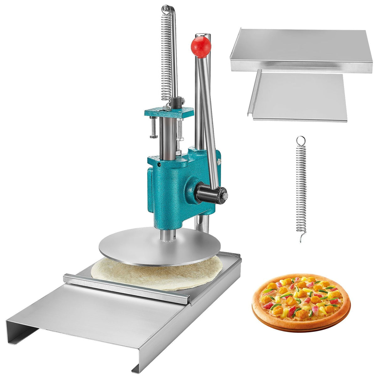 Manual Pizza Dough Press Machine, 9.5inch/24cm Household Pizza Pastry, Stainless Steel Pizza Presser, Commercial Chapati Sheet Pizza Crust Press Plate, Height Adjustable Pizza Forming Machine