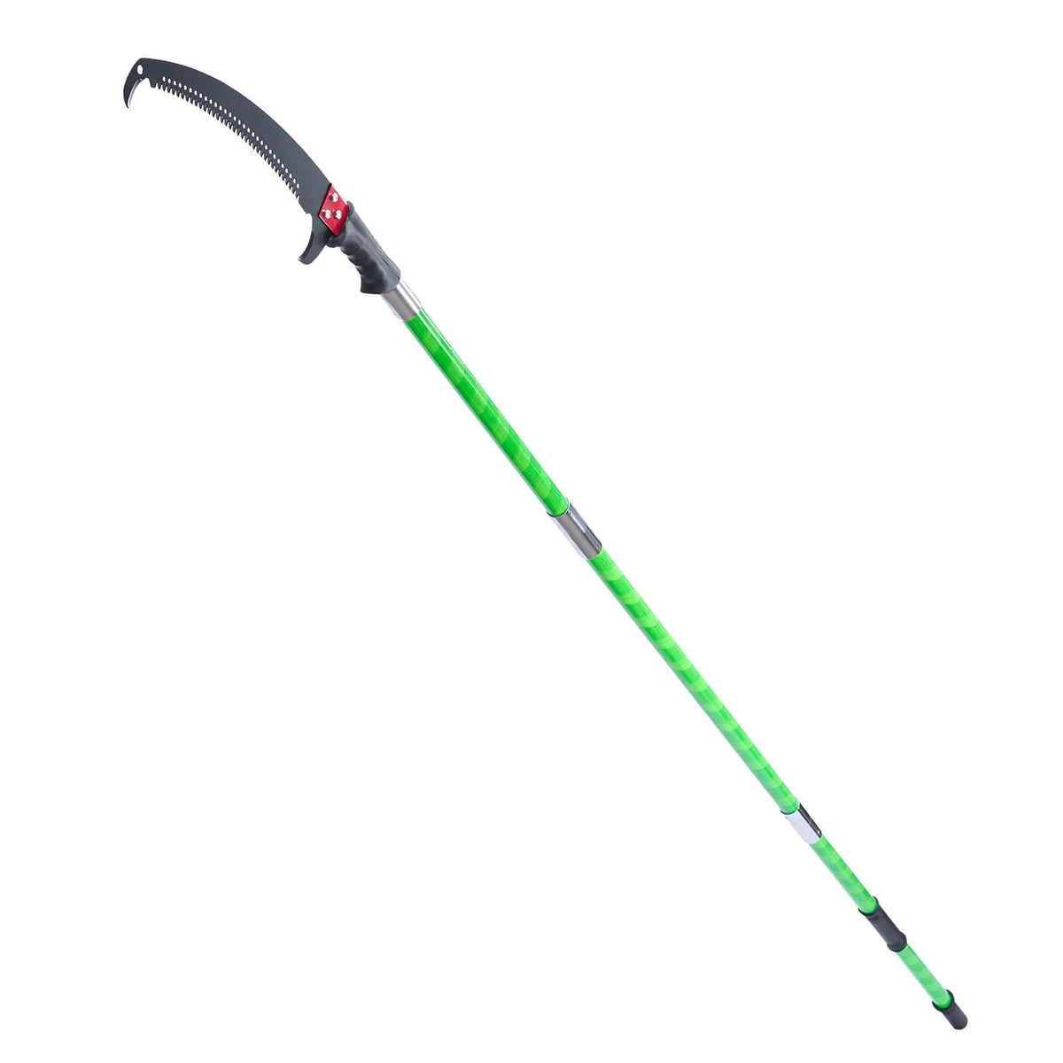 Manual Pole Saw, 3.87-27 ft Extendable Pole Tree Pruner, Sharp 65Mn Steel Blade, Lightweight Fiberglass Handle Pole, Double-Hook Saw for High Branch Trimming, Pruning Tool for Palms, Shrubs