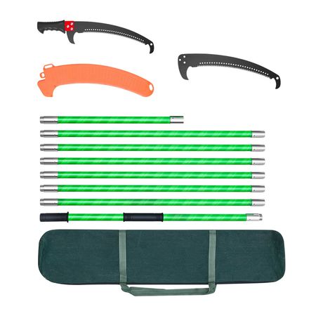 Manual Pole Saw, 3.87-27 ft Extendable Pole Tree Pruner, Sharp 65Mn Steel Blade, Lightweight Fiberglass Handle Pole, Double-Hook Saw for High Branch Trimming, Pruning Tool for Palms, Shrubs