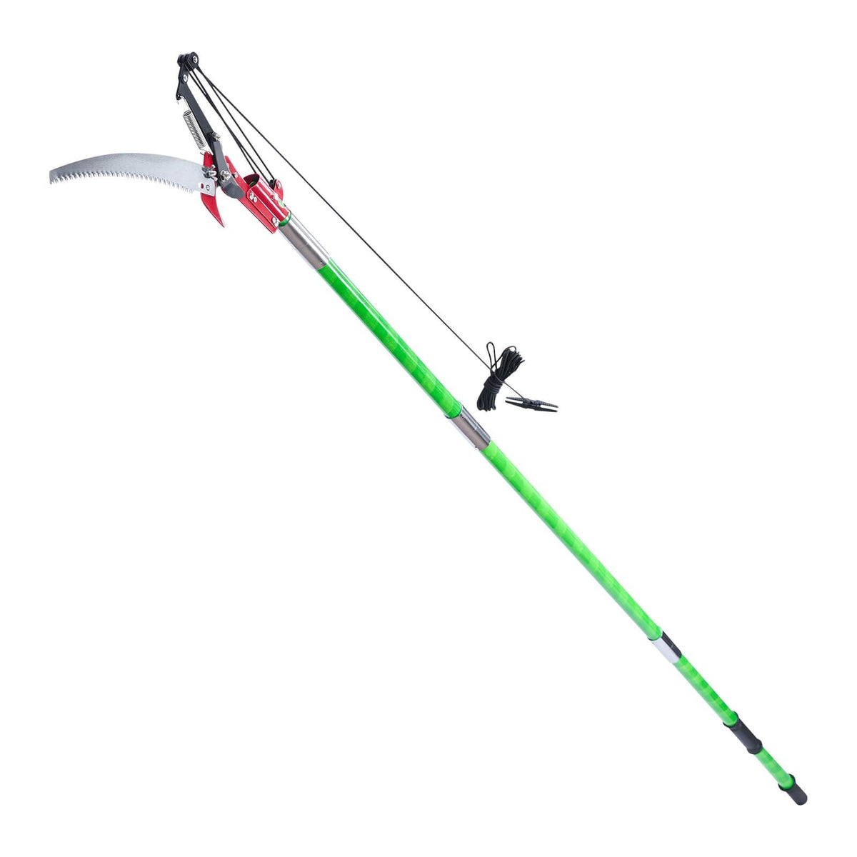 Manual Pole Saw, 3.87-27 ft Extendable Pole Tree Pruner with Scissors, Sharp 65Mn Steel Blade, Lightweight Fiberglass Handle Pole, for High Branch Trimming, Pruning Tool for Palms and Shrubs