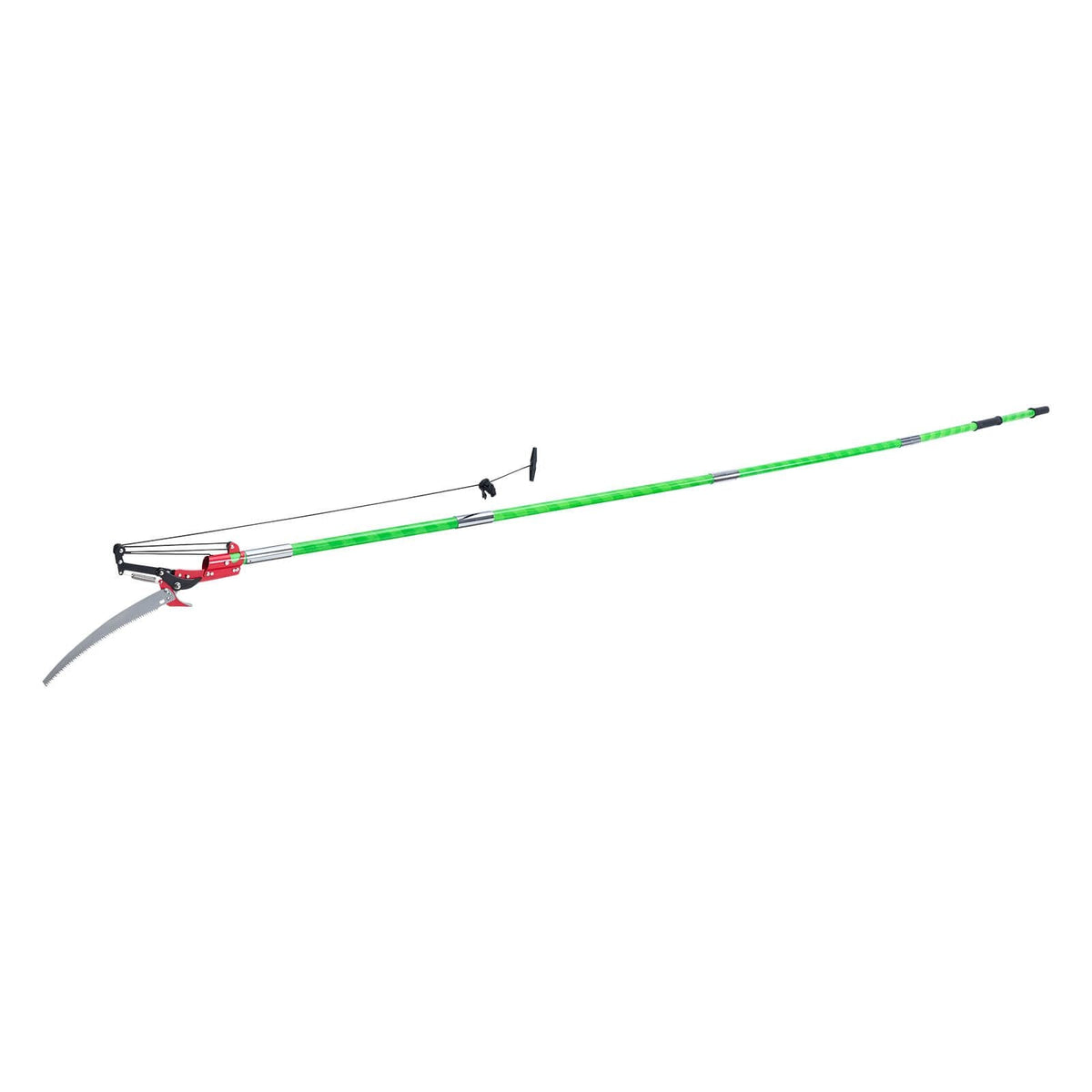 Manual Pole Saw, 3.87-27 ft Extendable Pole Tree Pruner with Scissors, Sharp 65Mn Steel Blade, Lightweight Fiberglass Handle Pole, for High Branch Trimming, Pruning Tool for Palms and Shrubs
