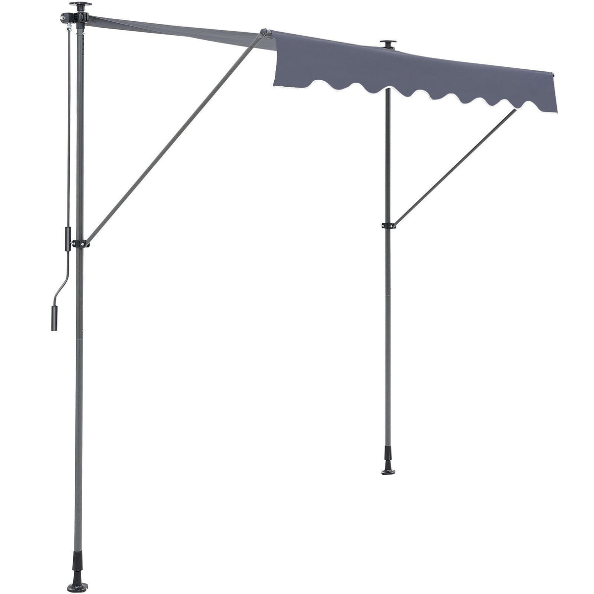 Manual Retractable Awning, 118" Outdoor Retractable Patio Awning Sunshade Shelter, Adjustable Patio Door Window Awning Canopy with 39" Sun Shade Curtain for Backyard, Garden, Balcony