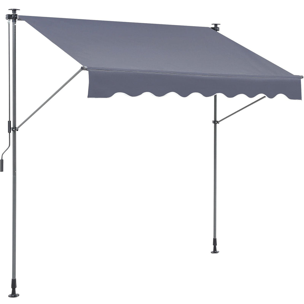 Manual Retractable Awning, 118" Outdoor Retractable Patio Awning Sunshade Shelter, Adjustable Patio Door Window Awning Canopy with 39" Sun Shade Curtain for Backyard, Garden, Balcony
