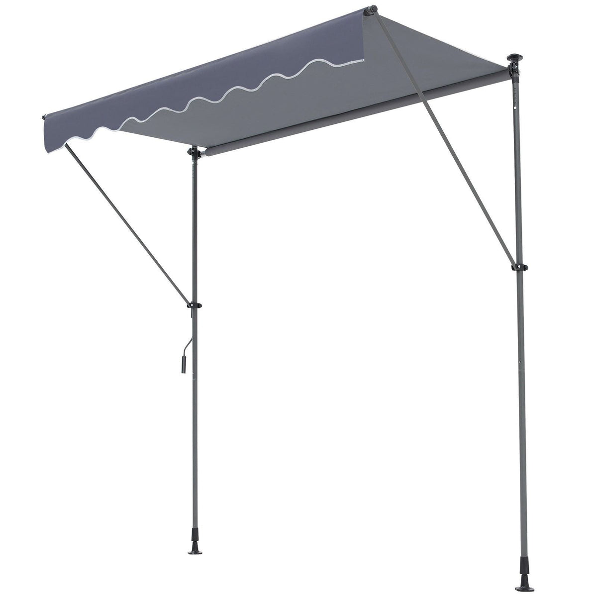 Manual Retractable Awning, 118" Outdoor Retractable Patio Awning Sunshade Shelter, Adjustable Patio Door Window Awning Canopy with 39" Sun Shade Curtain for Backyard, Garden, Balcony