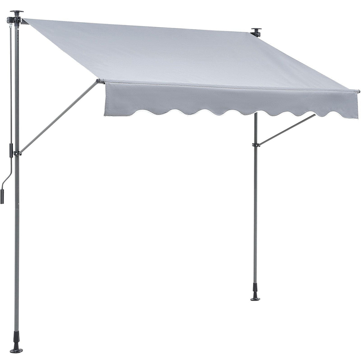 Manual Retractable Awning, 118" Outdoor Retractable Patio Awning Sunshade Shelter, Adjustable Patio Door Window Awning Canopy with 39" Sun Shade Curtain for Backyard, Garden, Balcony
