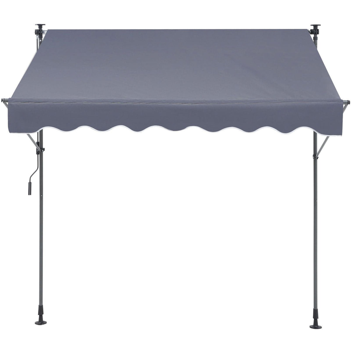 Manual Retractable Awning, 118" Outdoor Retractable Patio Awning Sunshade Shelter, Adjustable Patio Door Window Awning Canopy with 39" Sun Shade Curtain for Backyard, Garden, Balcony