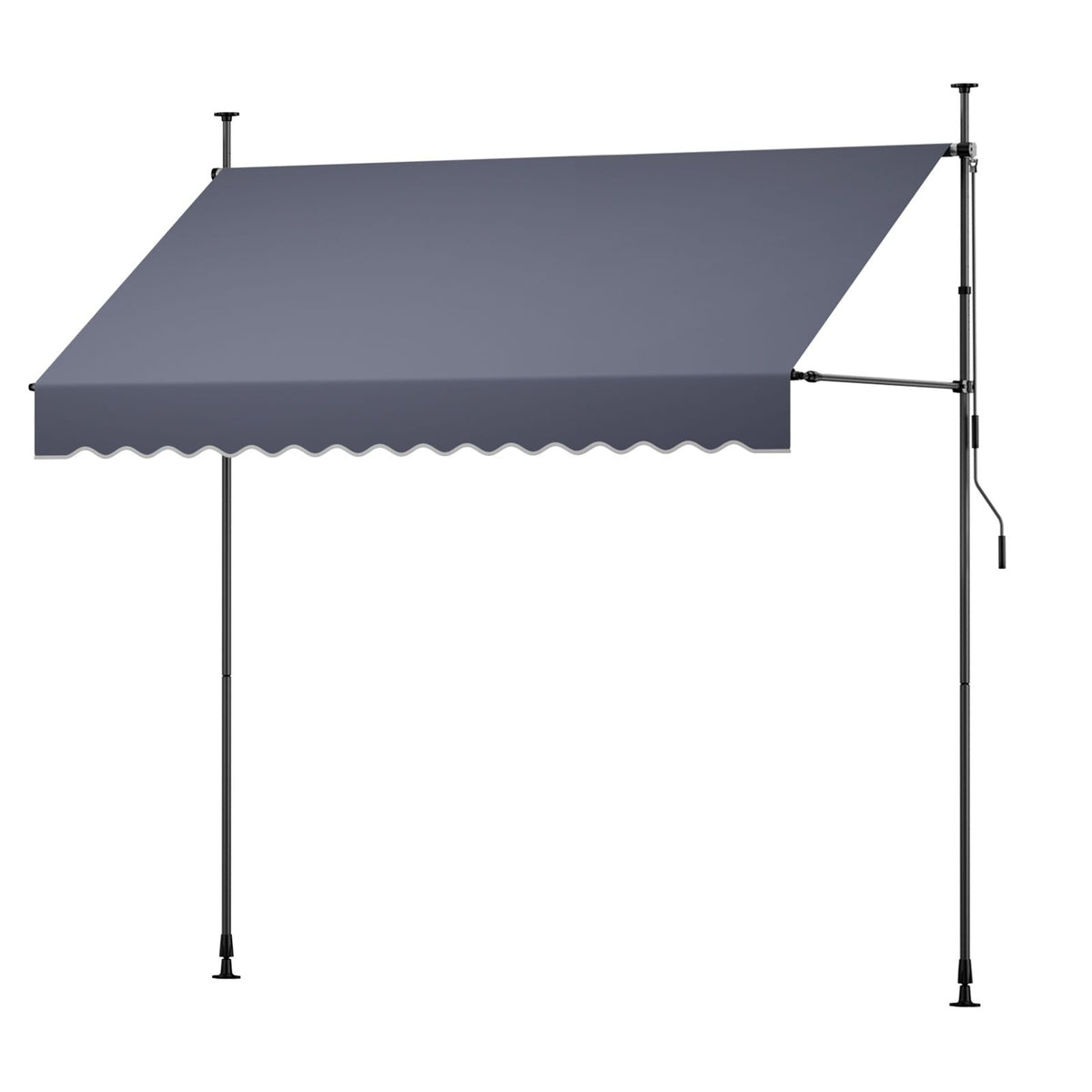 Manual Retractable Awning, 118" Outdoor Retractable Patio Awning Sunshade Shelter, Height Adjustable Patio Door Window Canopy with Manual Crank Handle for Backyard, Garden, Balcony, Dark Gray
