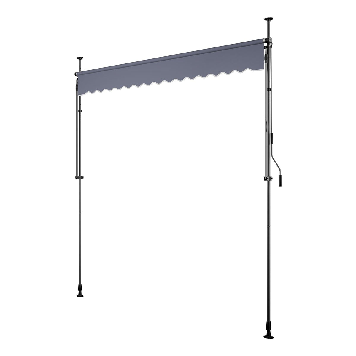 Manual Retractable Awning, 118" Outdoor Retractable Patio Awning Sunshade Shelter, Height Adjustable Patio Door Window Canopy with Manual Crank Handle for Backyard, Garden, Balcony, Dark Gray