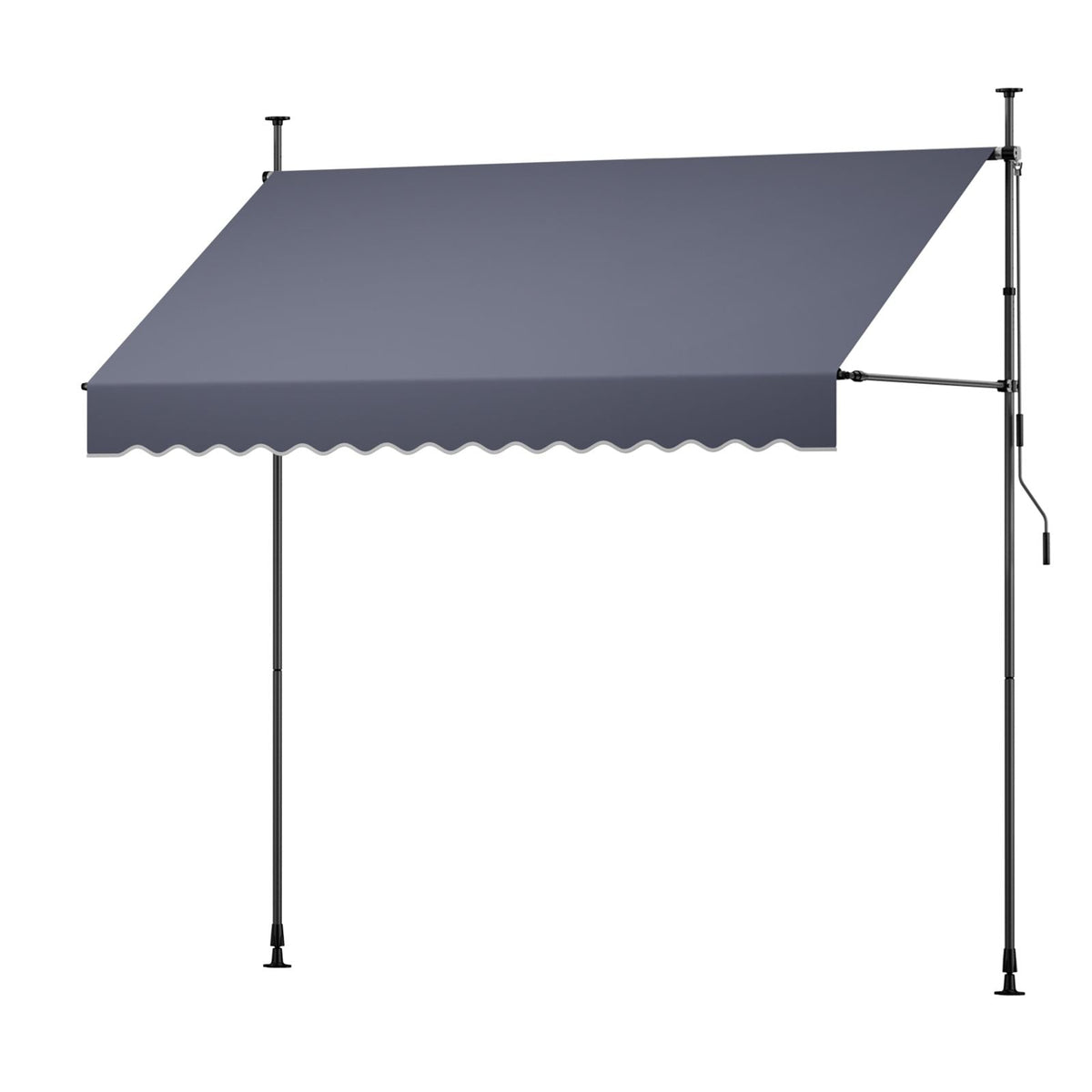 Manual Retractable Awning, 118" Outdoor Retractable Patio Awning Sunshade Shelter, Height Adjustable Patio Door Window Canopy with Manual Crank Handle for Backyard, Garden, Balcony, Dark Gray