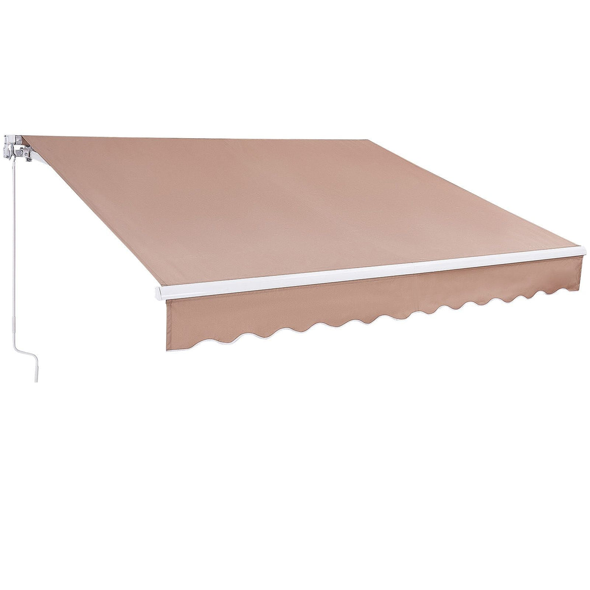 Manual Retractable Awning, 12 x 10 ft Outdoor Patio Awning Retractable Sun Shade, Water-Resistant Polyester Patio Door Window Awning Sunshade Shelter with Crank Handle for Backyard, Balcony