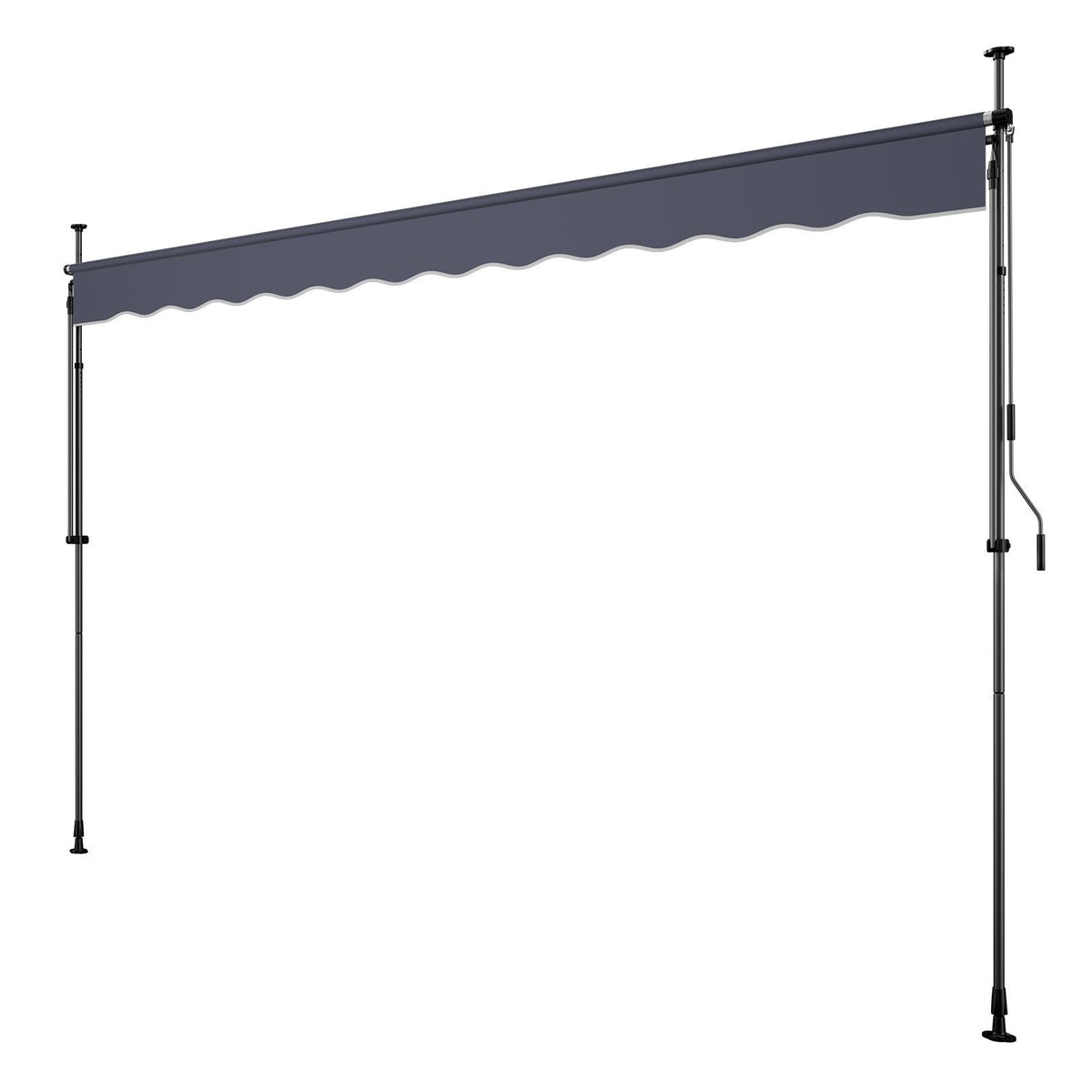 Manual Retractable Awning, 157" Outdoor Retractable Patio Awning Sunshade Shelter, Height Adjustable Patio Door Window Canopy with Manual Crank Handle for Backyard, Garden, Balcony, Dark Gray
