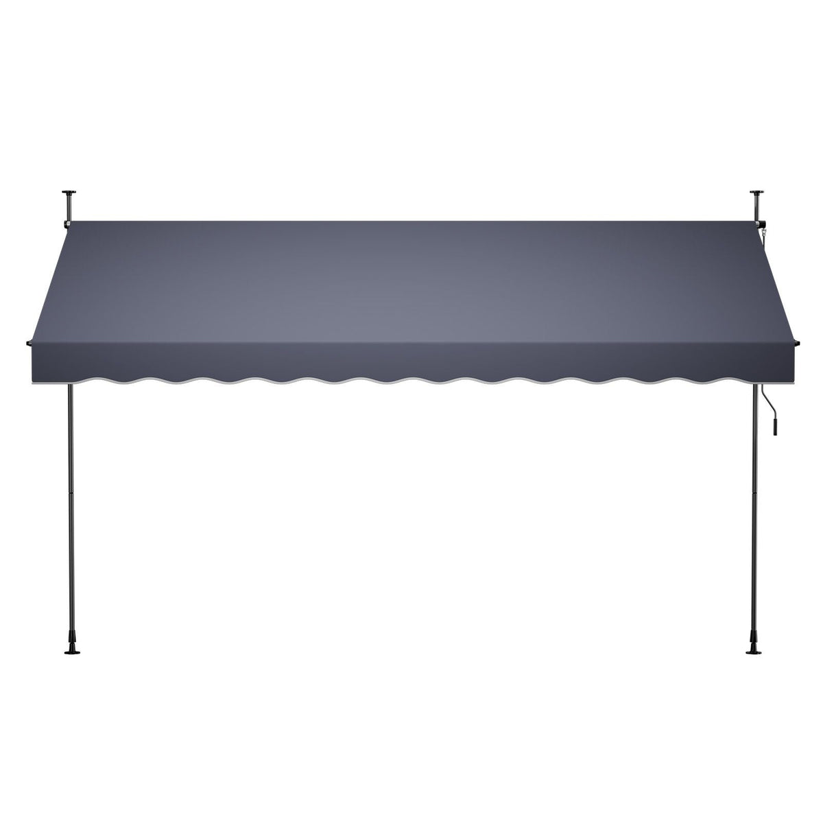 Manual Retractable Awning, 157" Outdoor Retractable Patio Awning Sunshade Shelter, Height Adjustable Patio Door Window Canopy with Manual Crank Handle for Backyard, Garden, Balcony, Dark Gray