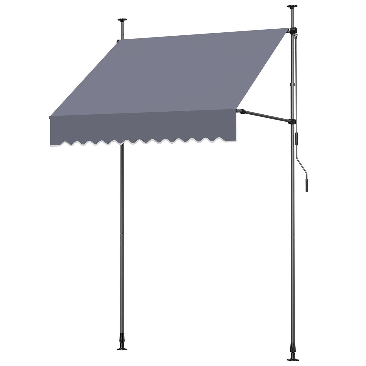 Manual Retractable Awning, 59" Outdoor Retractable Patio Awning Sunshade Shelter, Height Adjustable Patio Door Window Canopy with Manual Crank Handle for Backyard, Garden, Balcony, Dark Gray