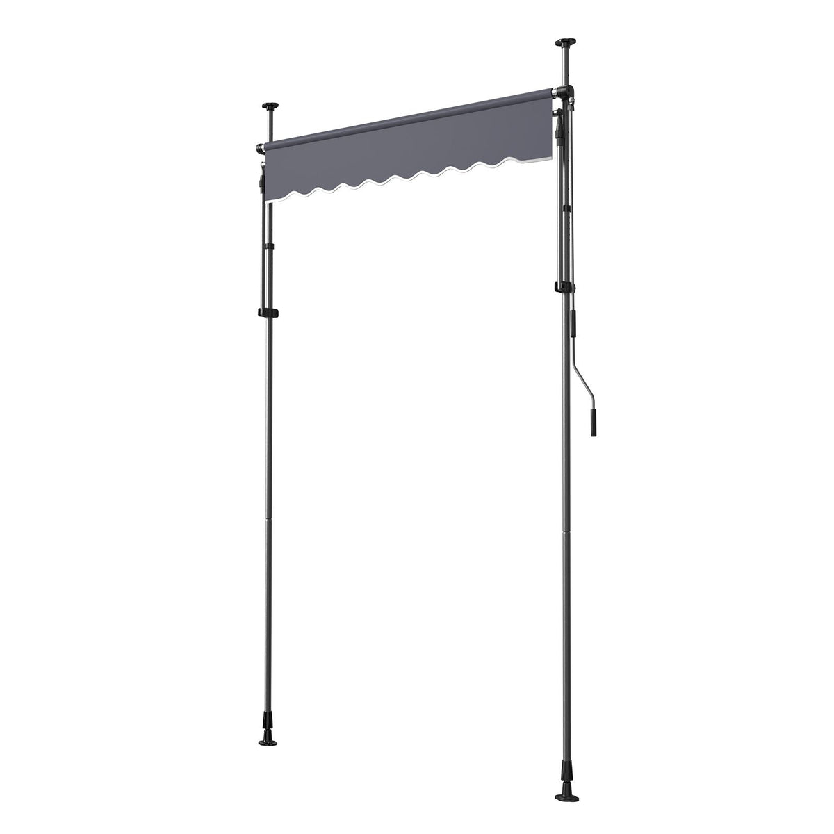 Manual Retractable Awning, 59" Outdoor Retractable Patio Awning Sunshade Shelter, Height Adjustable Patio Door Window Canopy with Manual Crank Handle for Backyard, Garden, Balcony, Dark Gray