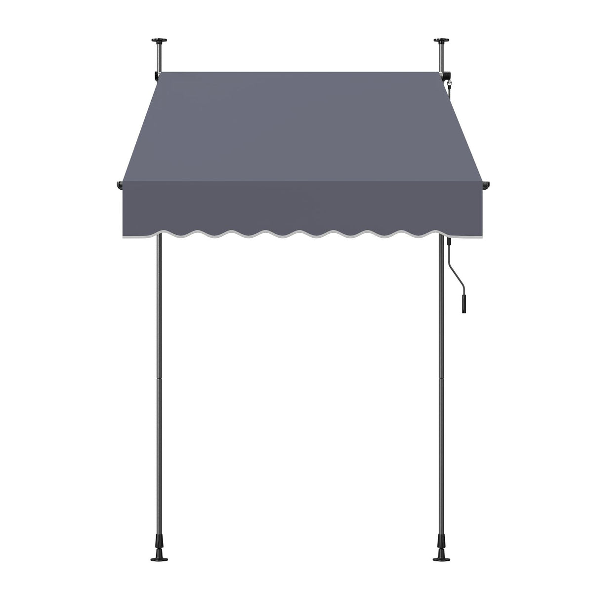 Manual Retractable Awning, 59" Outdoor Retractable Patio Awning Sunshade Shelter, Height Adjustable Patio Door Window Canopy with Manual Crank Handle for Backyard, Garden, Balcony, Dark Gray