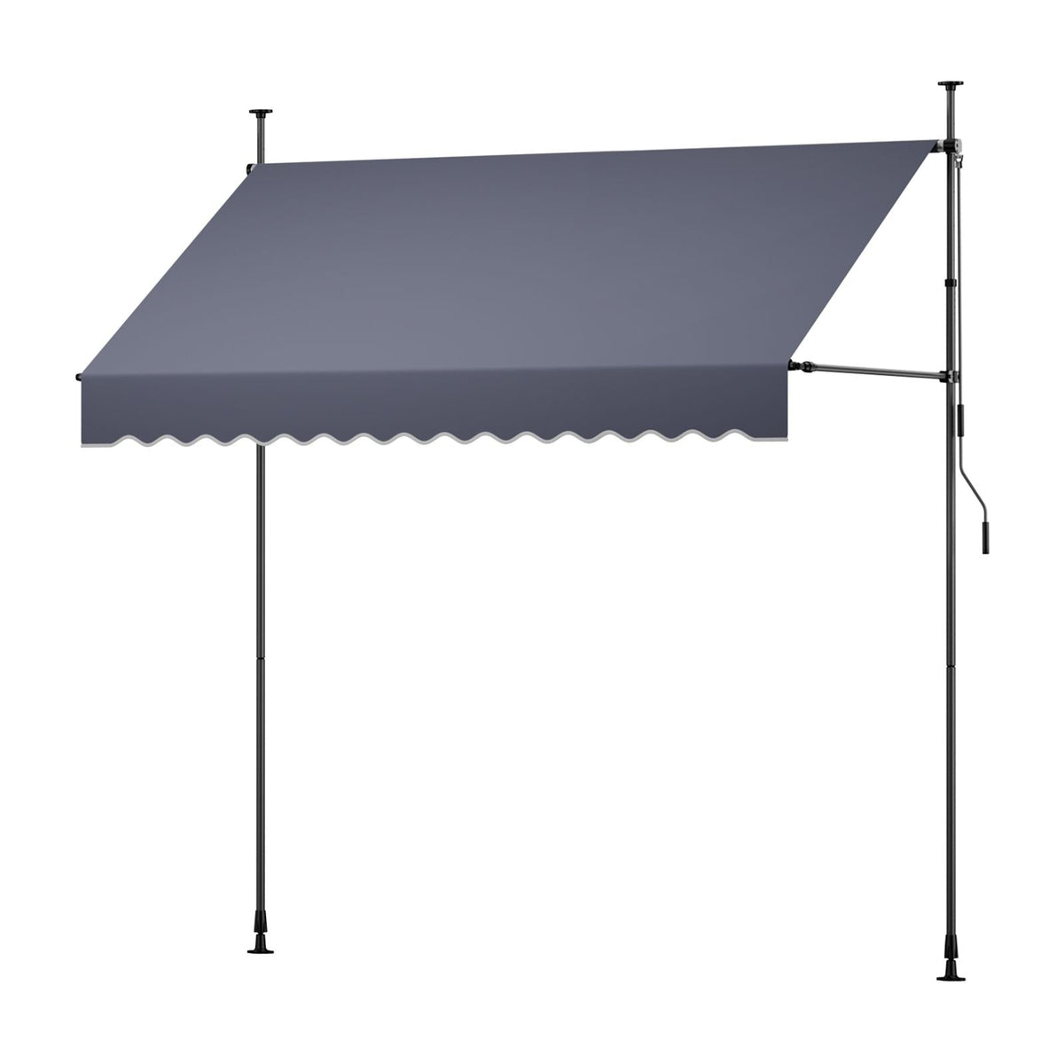 Manual Retractable Awning, 98" Outdoor Retractable Patio Awning Sunshade Shelter, Height Adjustable Patio Door Window Canopy with Manual Crank Handle for Backyard, Garden, Balcony, Dark Gray