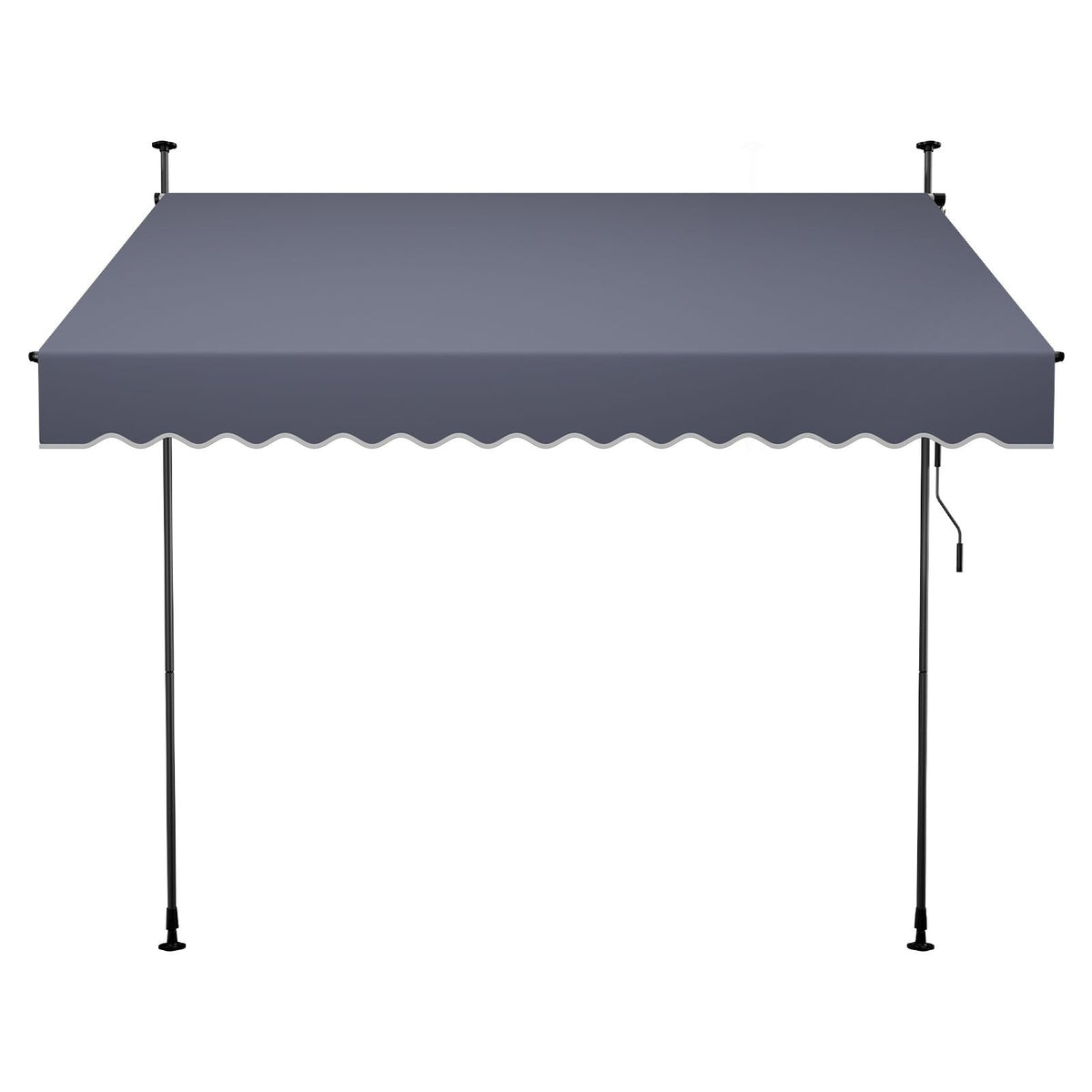 Manual Retractable Awning, 98" Outdoor Retractable Patio Awning Sunshade Shelter, Height Adjustable Patio Door Window Canopy with Manual Crank Handle for Backyard, Garden, Balcony, Dark Gray
