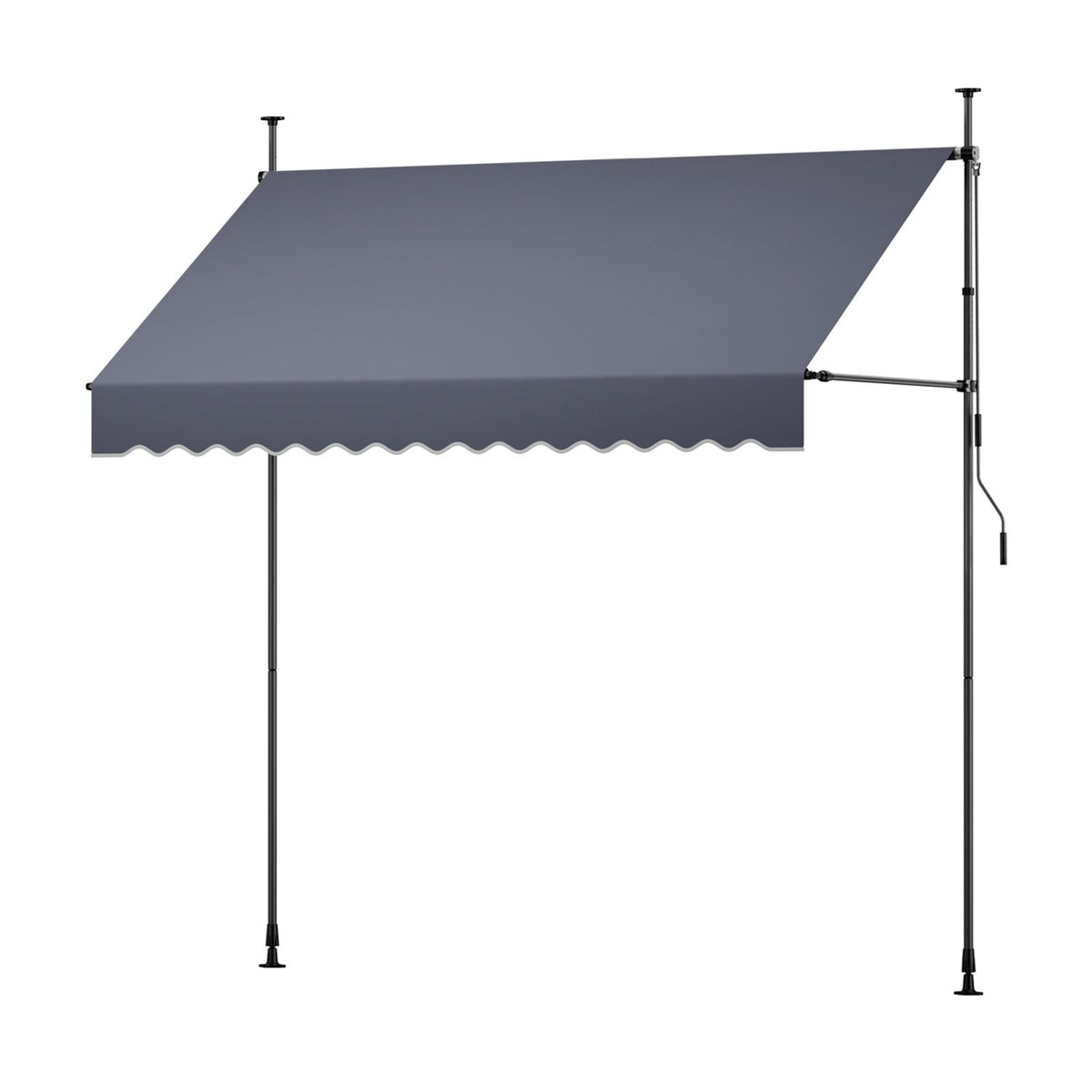 Manual Retractable Awning, 98" Outdoor Retractable Patio Awning Sunshade Shelter, Height Adjustable Patio Door Window Canopy with Manual Crank Handle for Backyard, Garden, Balcony, Dark Gray