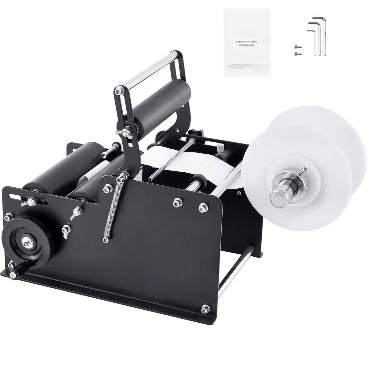 Manual Round Labeling Machine, 15-20pcs/min, Bottle Label Applicator for Round Bottles, Adjustable Manual Round Bottle Labeler Suitable for Bottle Diameter 0.78-4.72 inches (with Pressing Bar)
