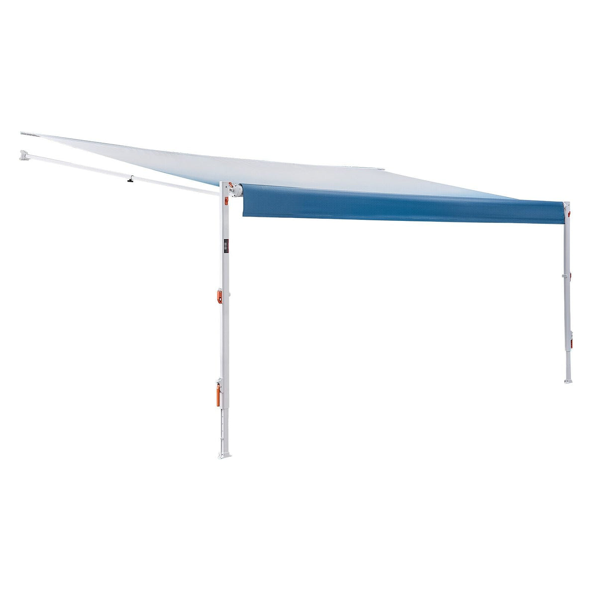 Manual RV Awning Complete Kit, 18.12FT Retractable RV Awning with Aluminum Alloy Frame & Waterproof PVC Fabric, Outdoor Camping Trailer Awnings Fit Most RVs (18FT Type, Gradient Blue)