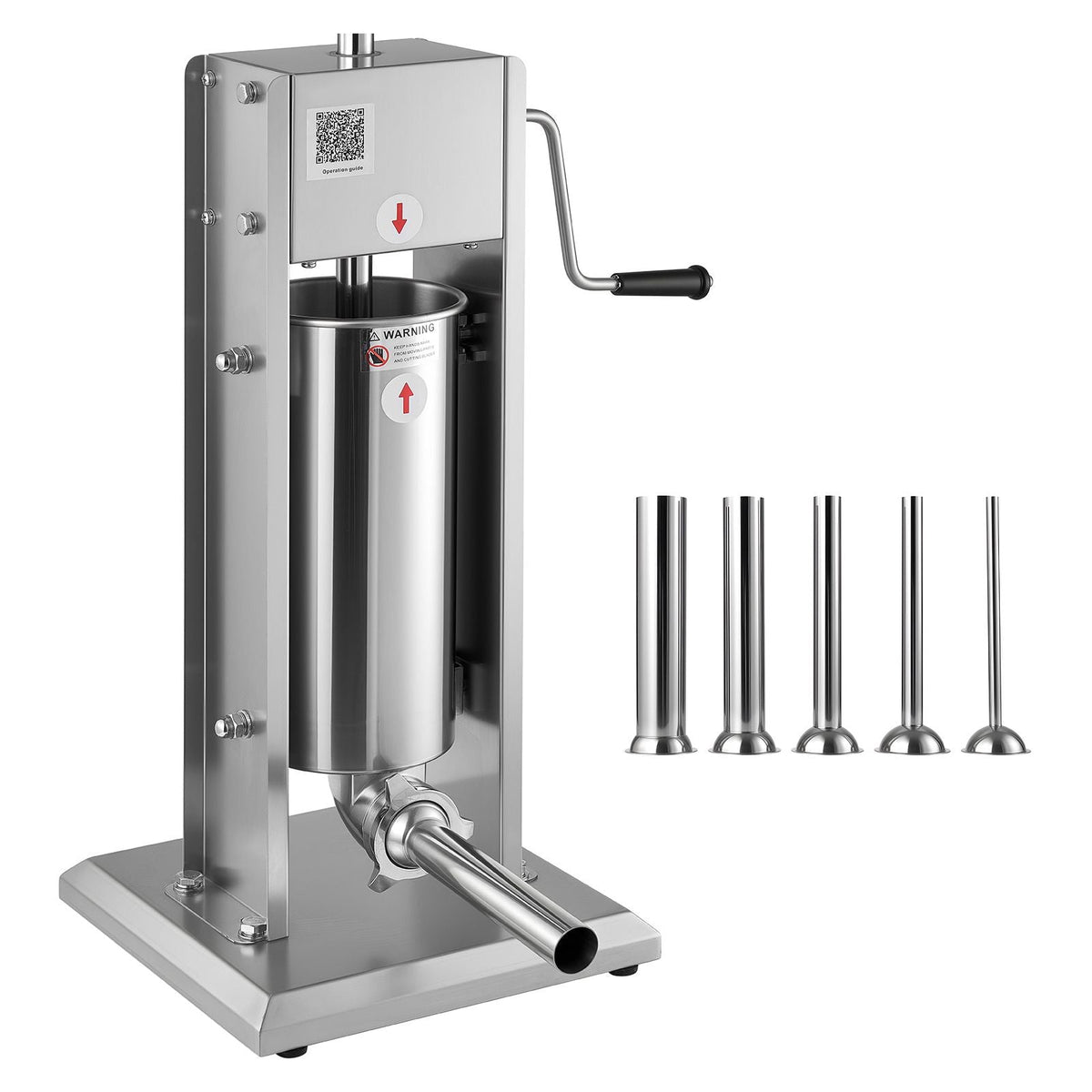 Manual Sausage Stuffer, 11 LBS / 5 L Vertical Meat Stuffer, Dual-Speed Sausage Casing Meat Filling Machine, Stainless Steel Heavy Duty Filler with 5 Stuffing Tubes, for Commercial & Home Use