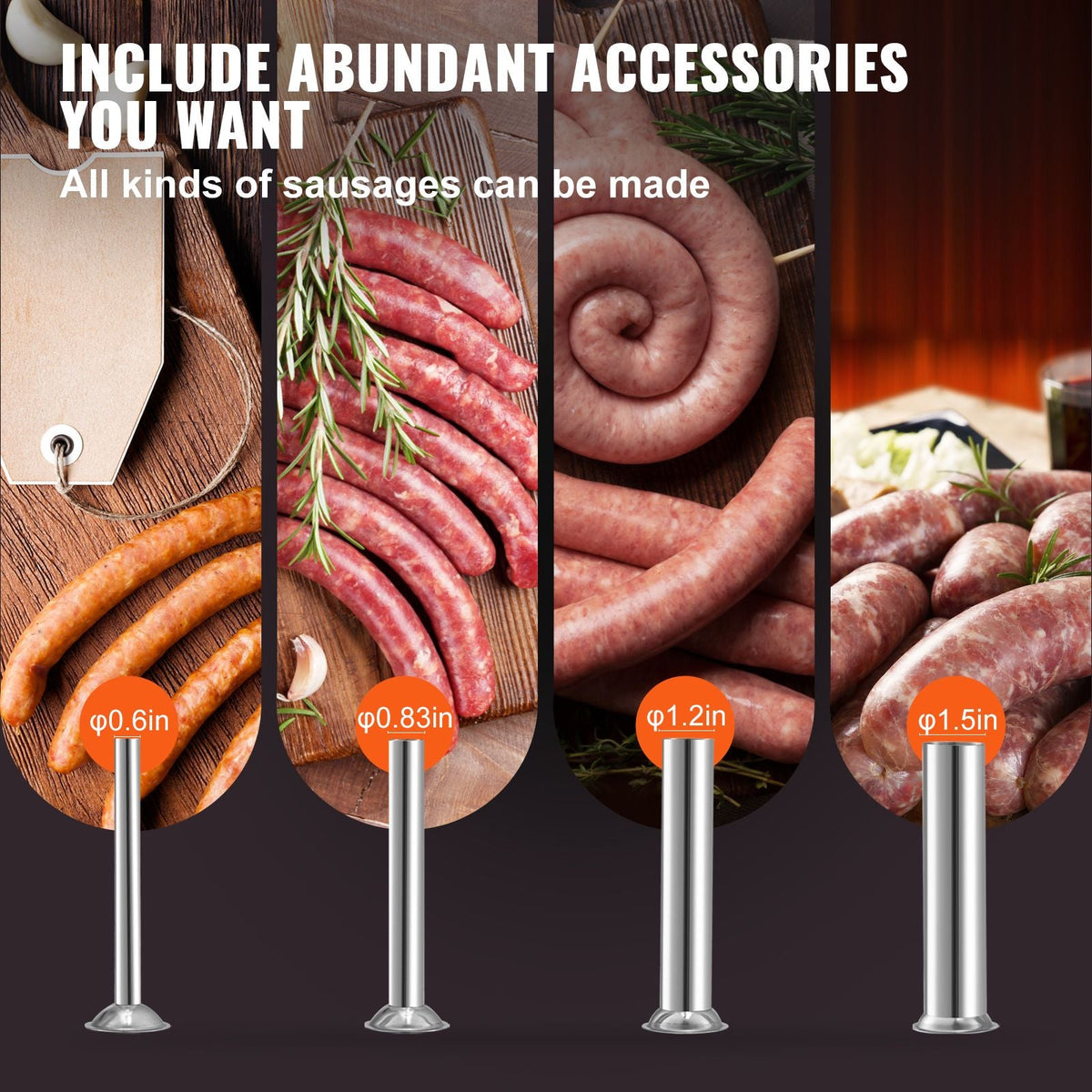 Manual Sausage Stuffer, 5LBS/3L Capacity, Two Speed 304 Stainless Steel Vertical Sausage Stuffer, Sausage Filling Machine with 4 Stuffing Tubes, Suction Base for Household or Commercial Use