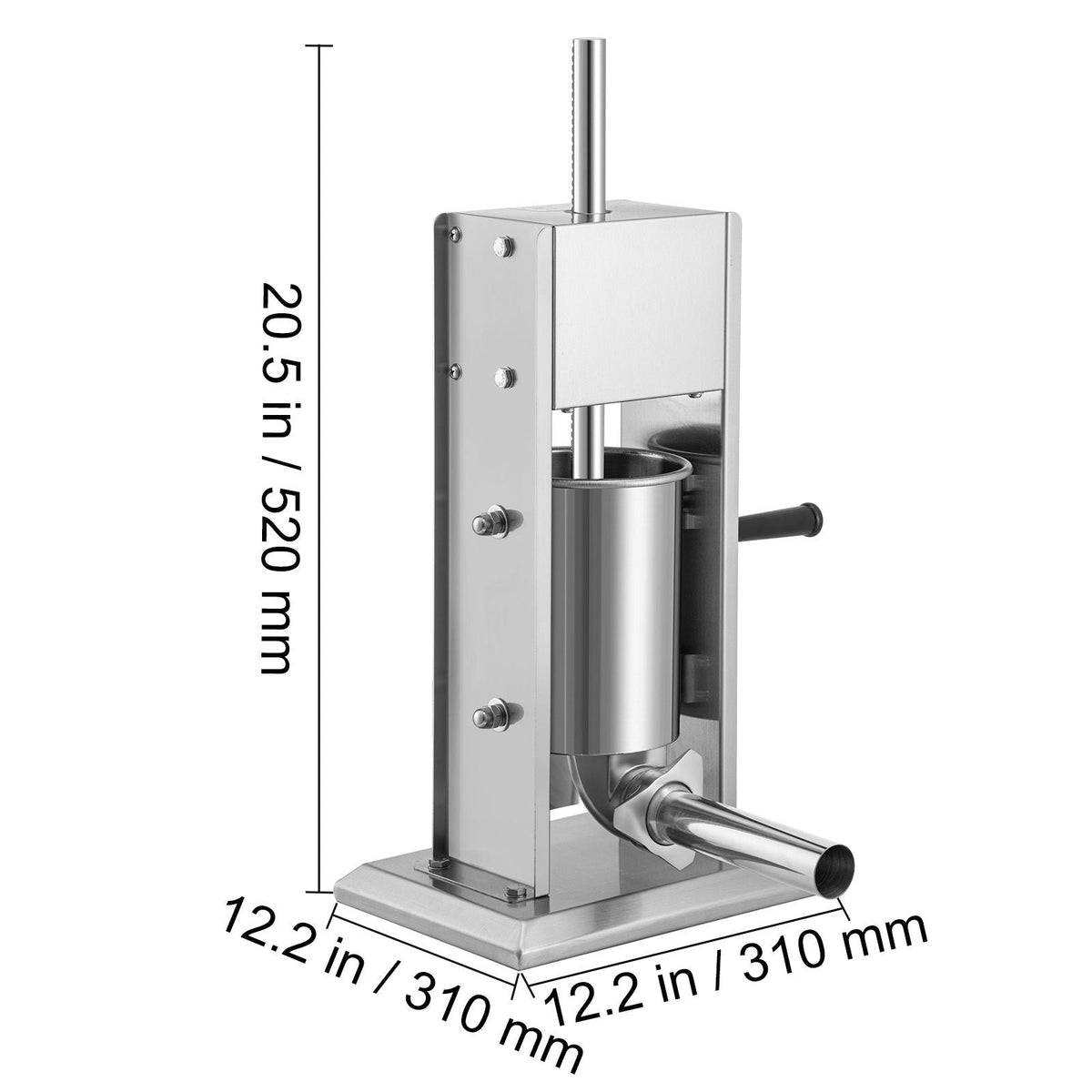 Manual Sausage Stuffer, 5LBS/3L Capacity, Two Speed 304 Stainless Steel Vertical Sausage Stuffer, Sausage Filling Machine with 4 Stuffing Tubes, Suction Base for Household or Commercial Use